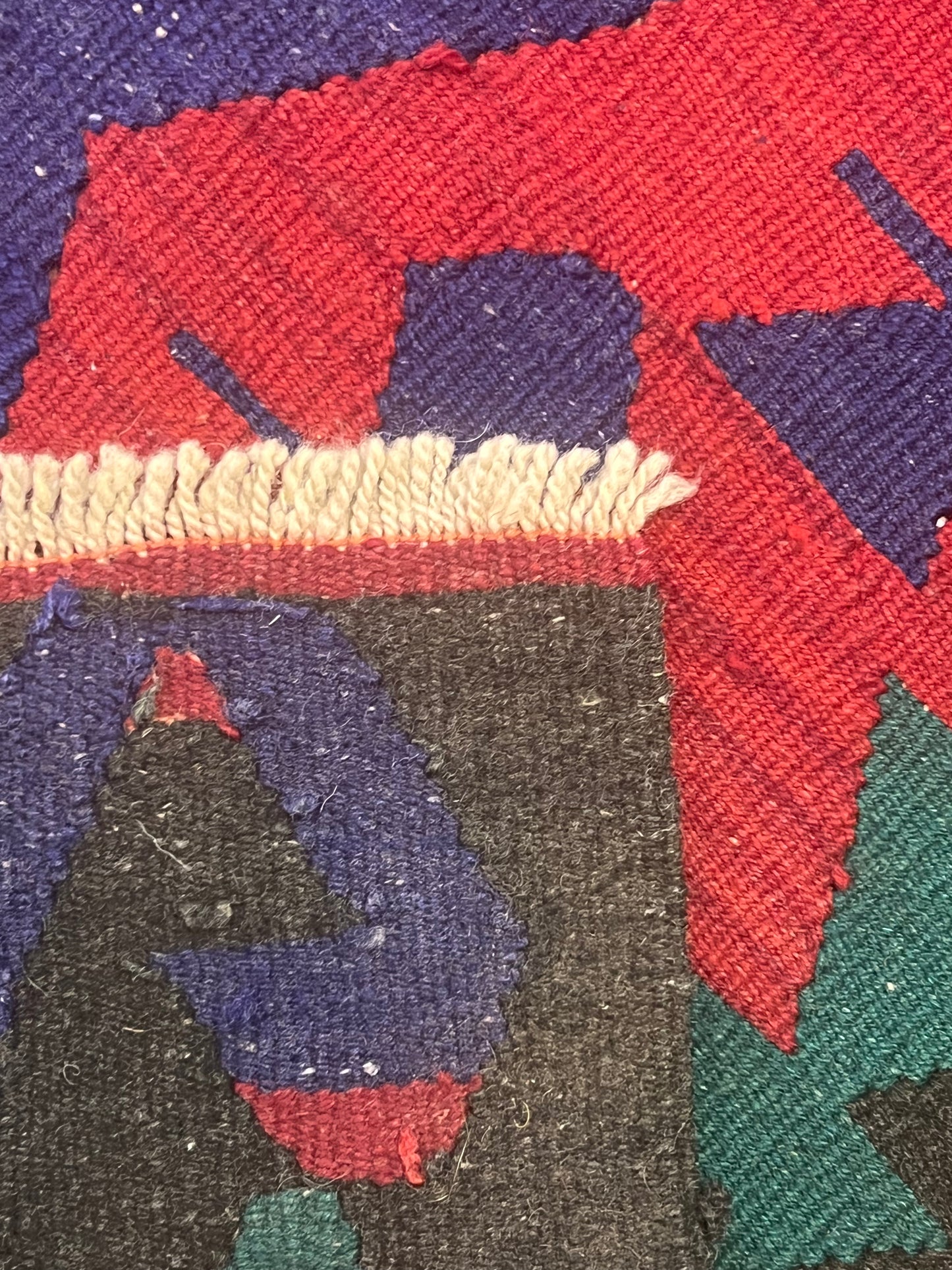 Authentic Anatolian Handwoven Vintage Kilim – Natural Wool Accent Rug for Rustic & Southwestern Homes – 48” x 35”