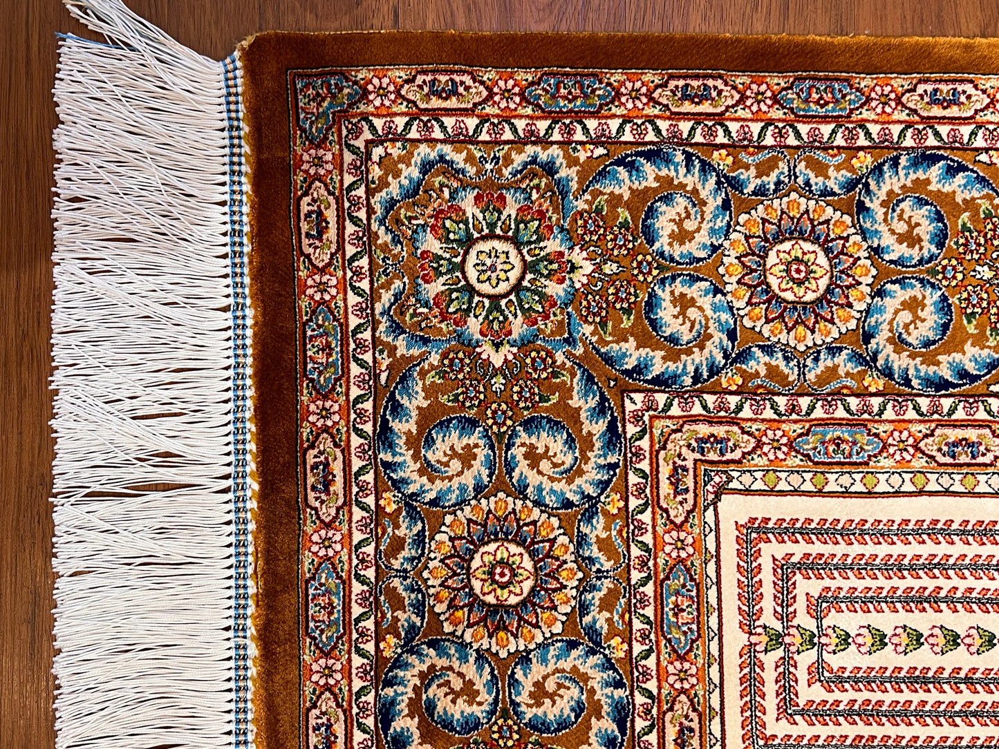 3x5 ft Silk Rug – Multicolor Garden Panel Design, Floral Luxury Area Rug