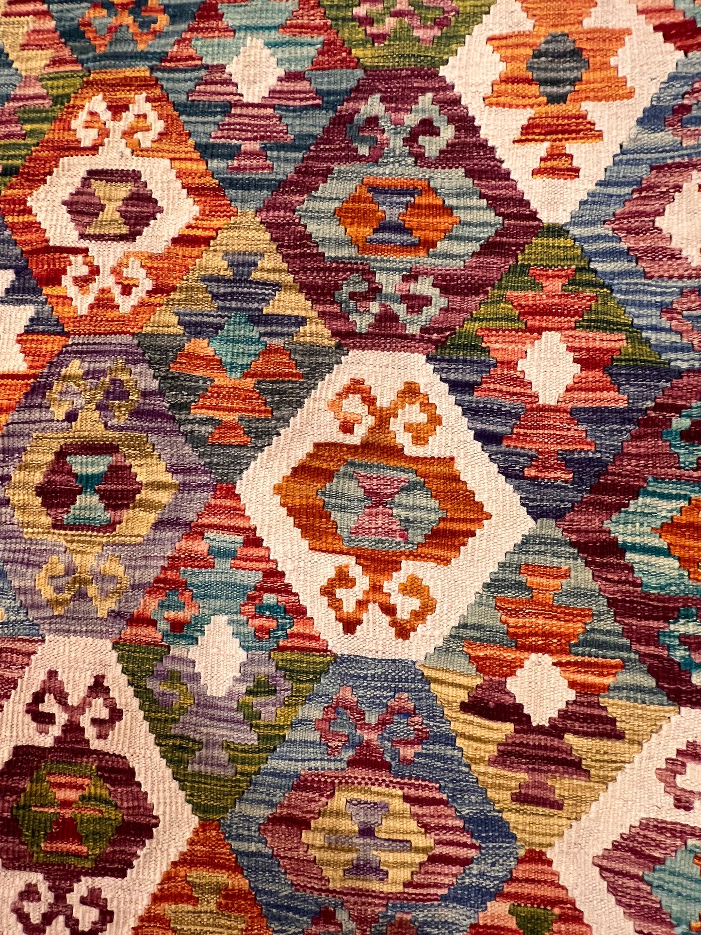 7x10 Fine Quality Turkish Kilim Rug, Colorful Geometric Wool Kilim, Large Flatweave Area Rug, Tribal Medallion Design