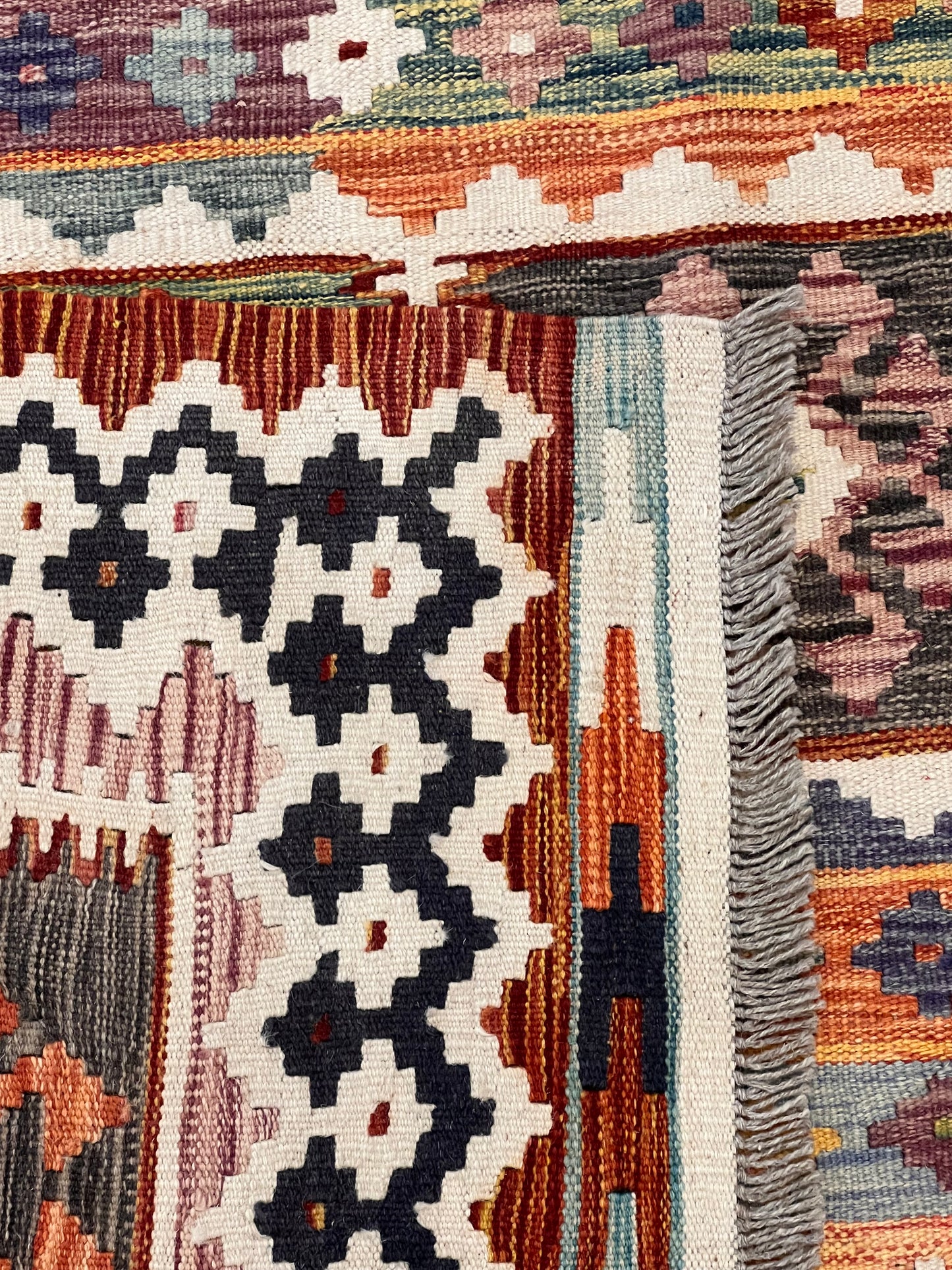 6x8 Fine Quality Turkish Kilim Rug – Handwoven Multicolor Panel Design Anatolian Rug