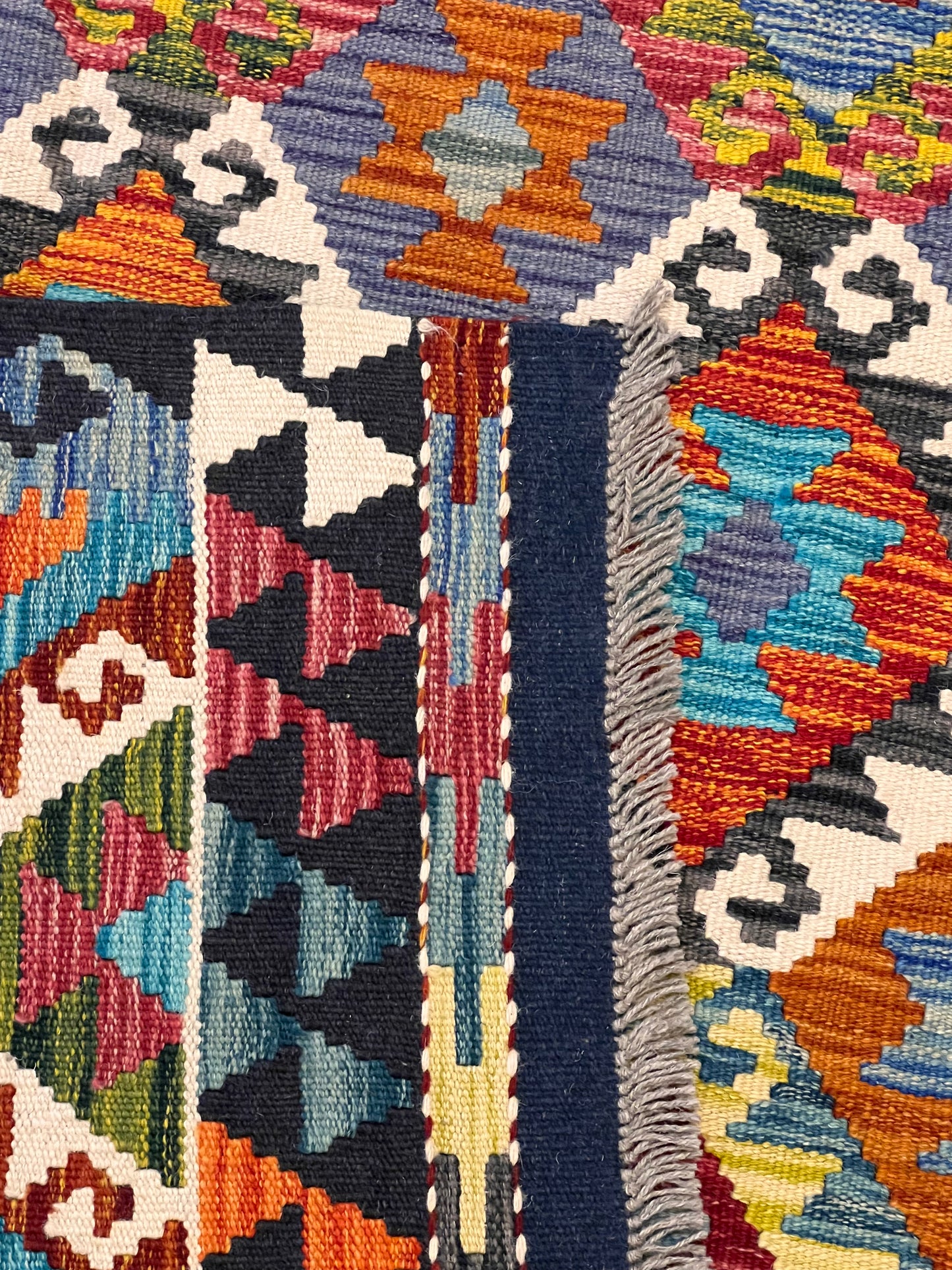 6x8 Fine Quality Turkish Kilim Rug – Handwoven Colorful Diamond Geometric Anatolian Area Rug