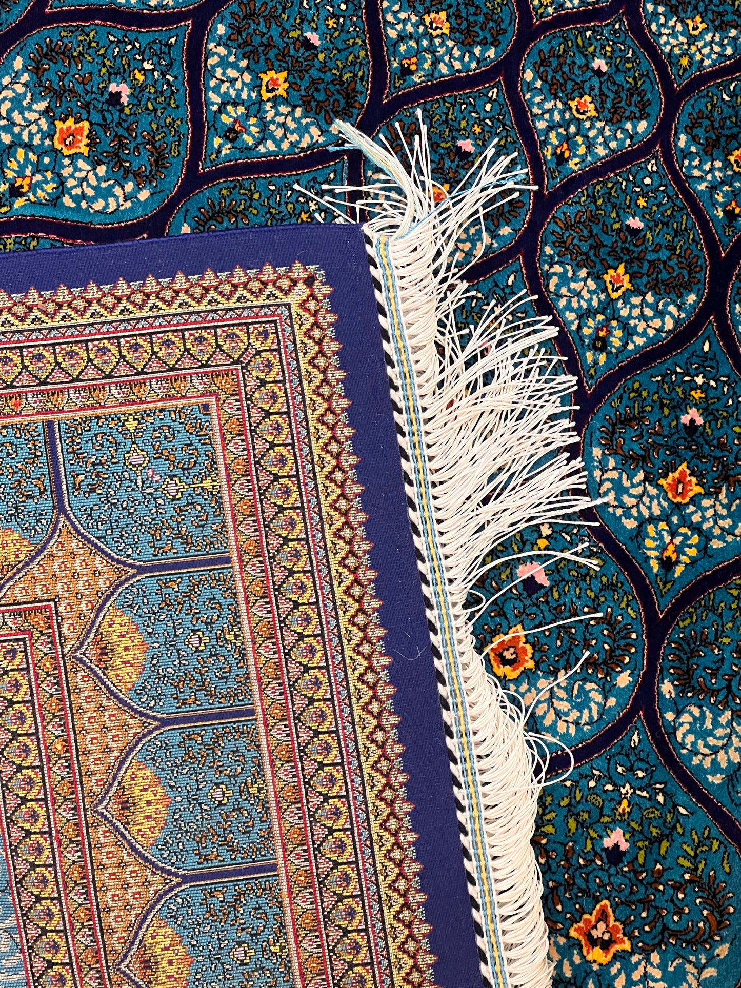 5’ x 8’ Luxury Silk Rug – Turquoise Blue Radiating Medallion Design – Intricate Woven Turkish Area Rug