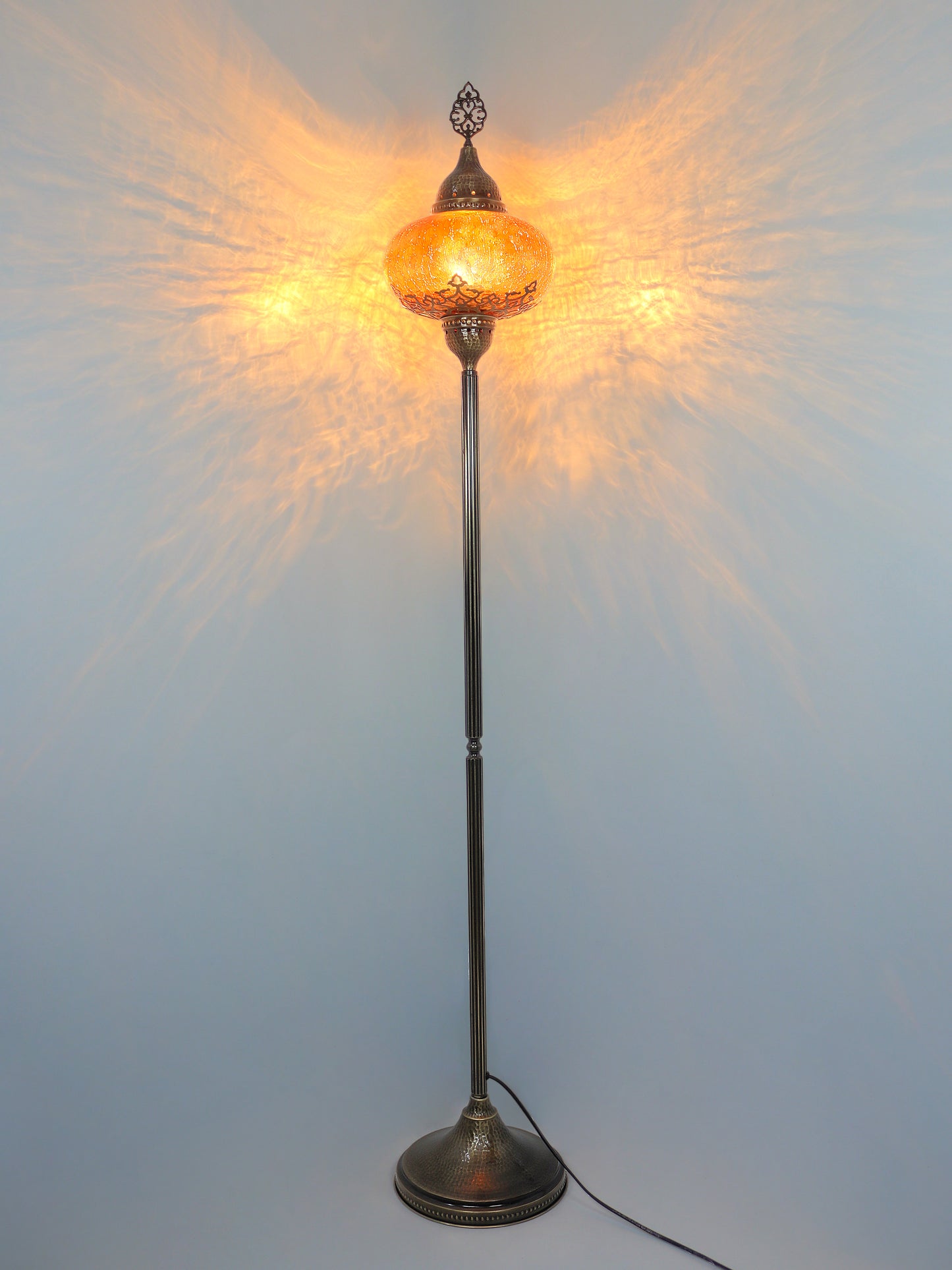 Turkish Floor Lamp Cracked Pattern Glass Standing Lights