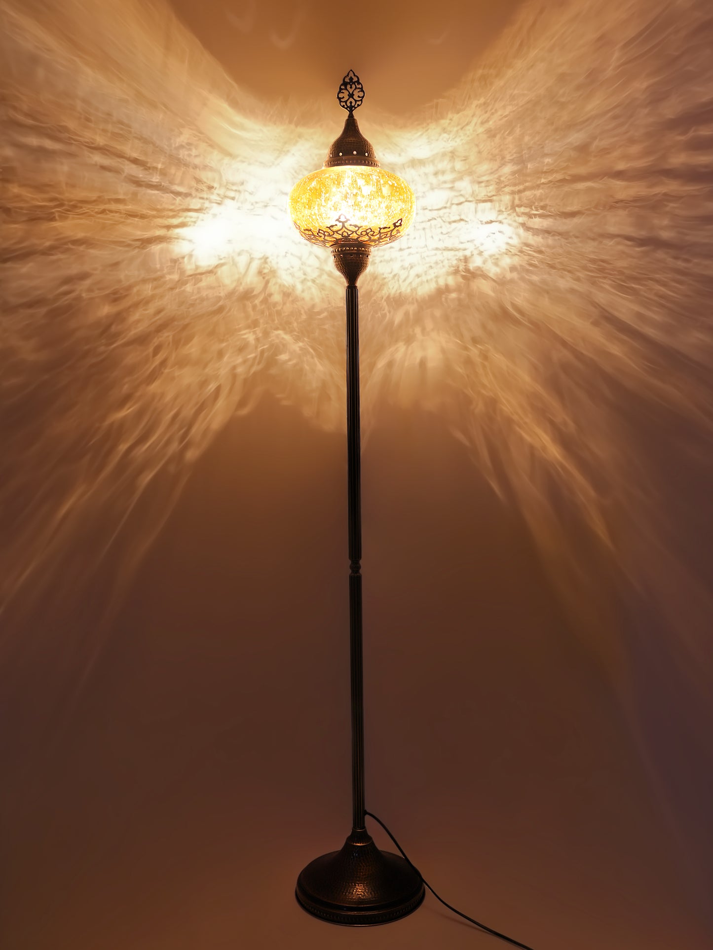 Turkish Floor Lamp Cracked Pattern Glass Standing Lights