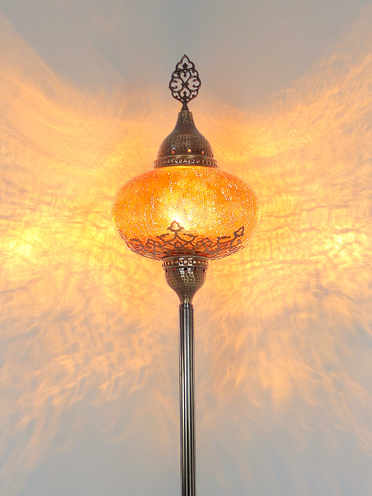 Turkish Floor Lamp Cracked Pattern Glass Standing Lights