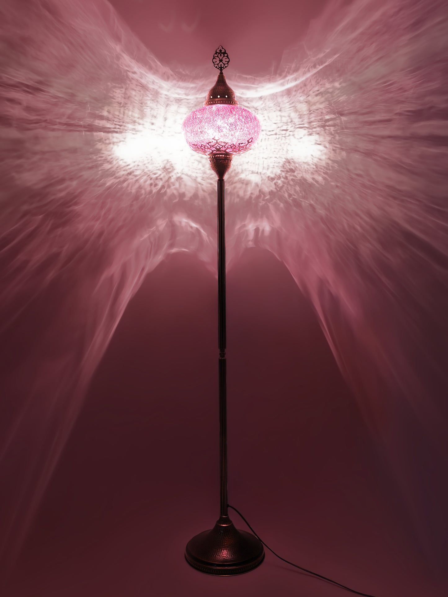 Turkish Floor Lamp Cracked Pattern Glass Standing Lights