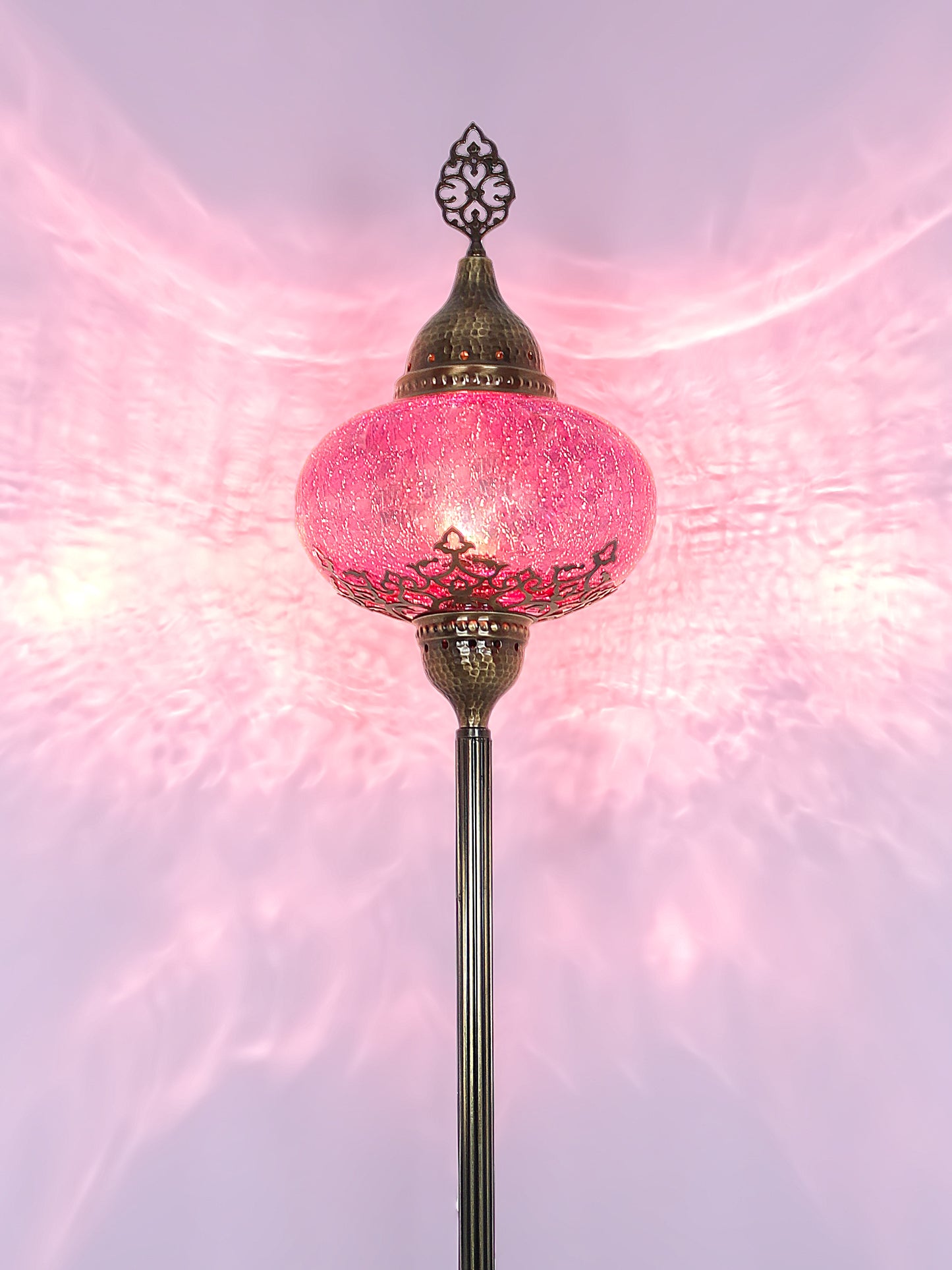 Turkish Floor Lamp Cracked Pattern Glass Standing Lights