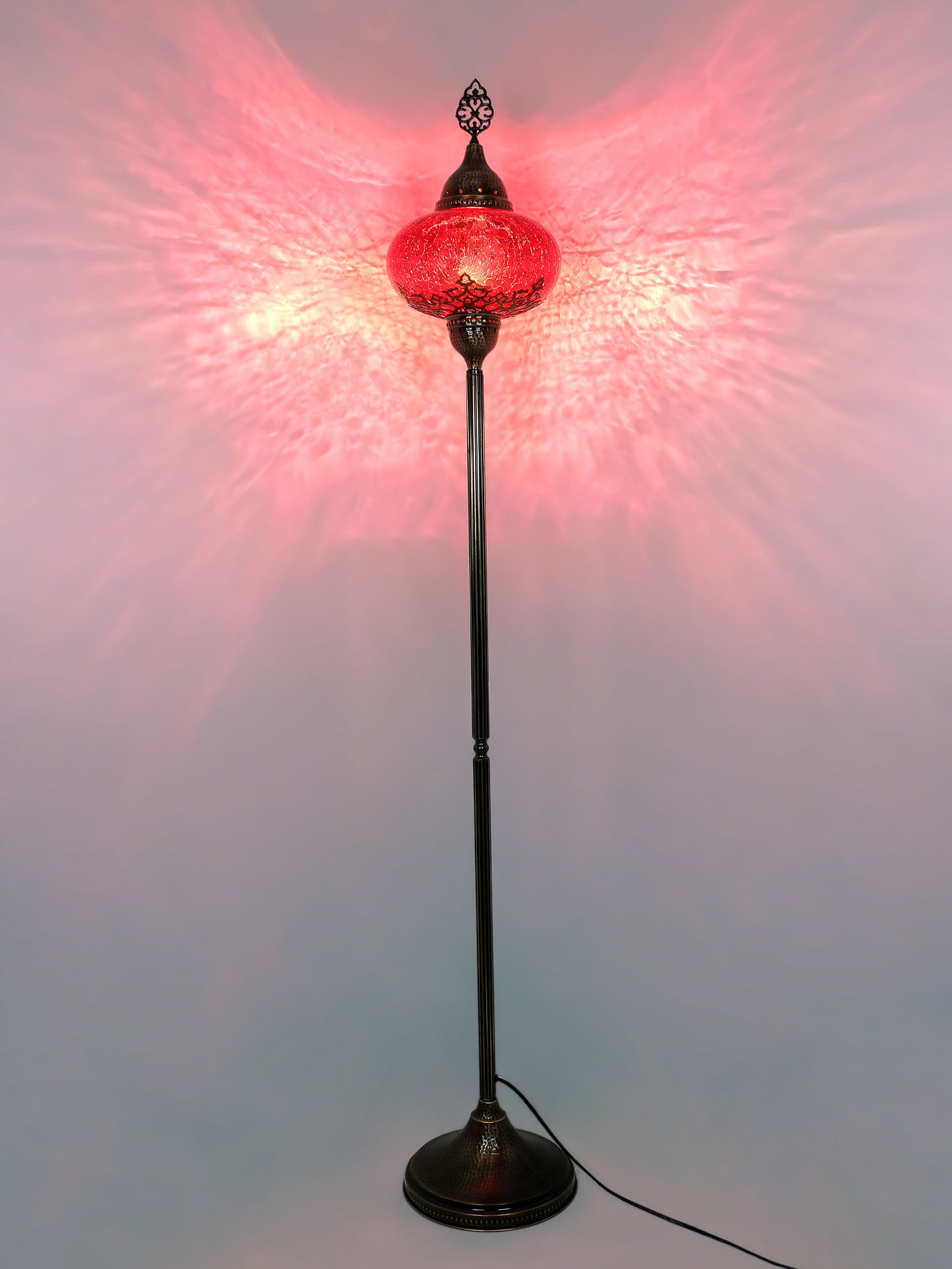 Turkish Floor Lamp Cracked Pattern Glass Standing Lights