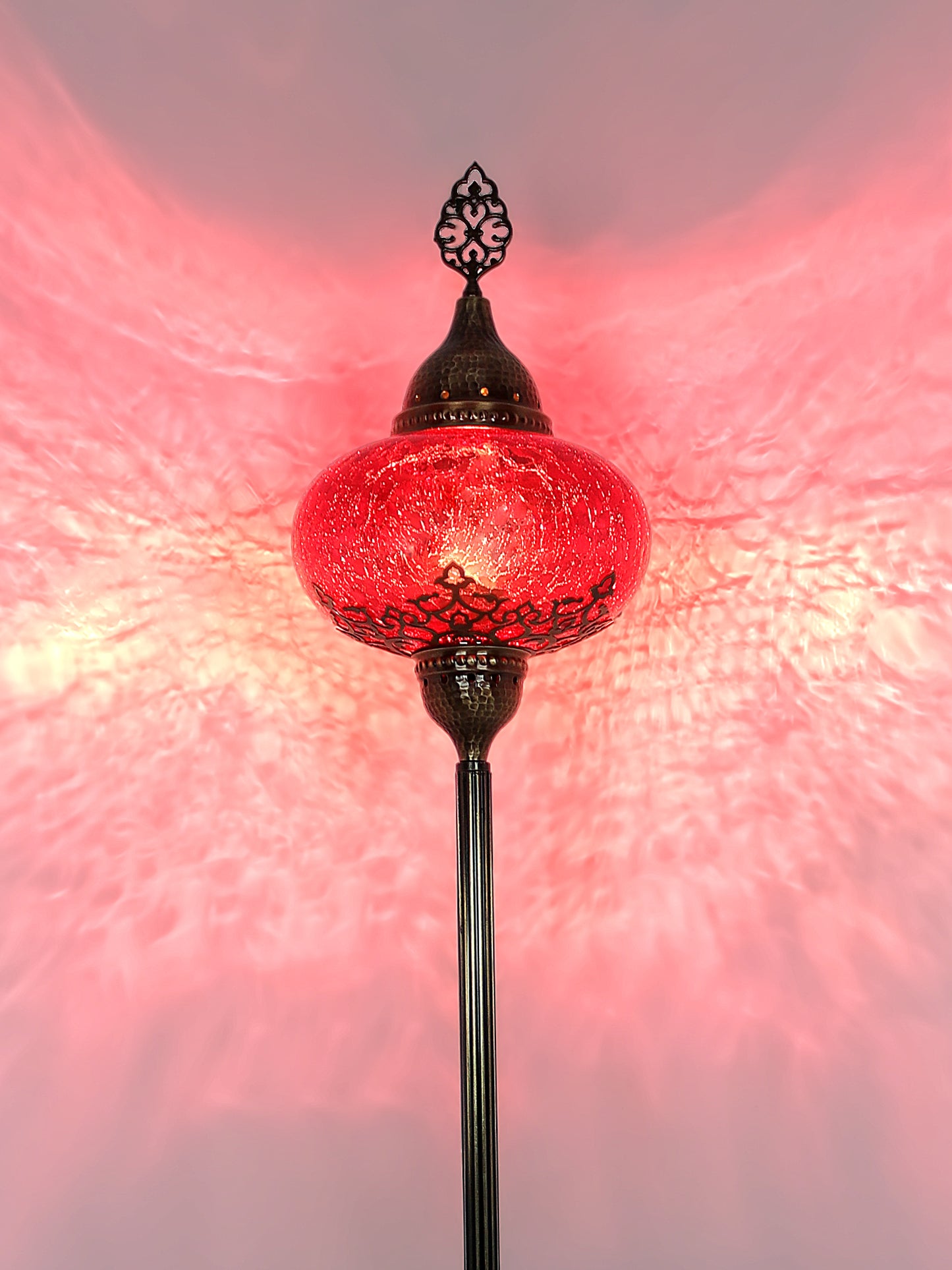 Turkish Floor Lamp Cracked Pattern Glass Standing Lights