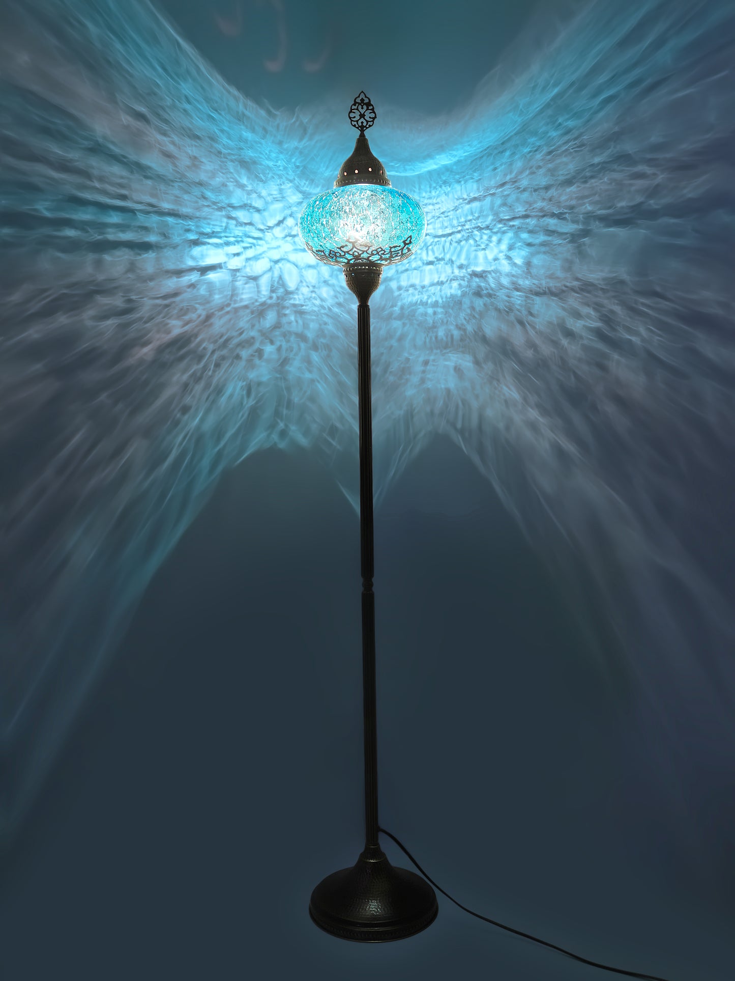 Turkish Floor Lamp Cracked Pattern Glass Standing Lights