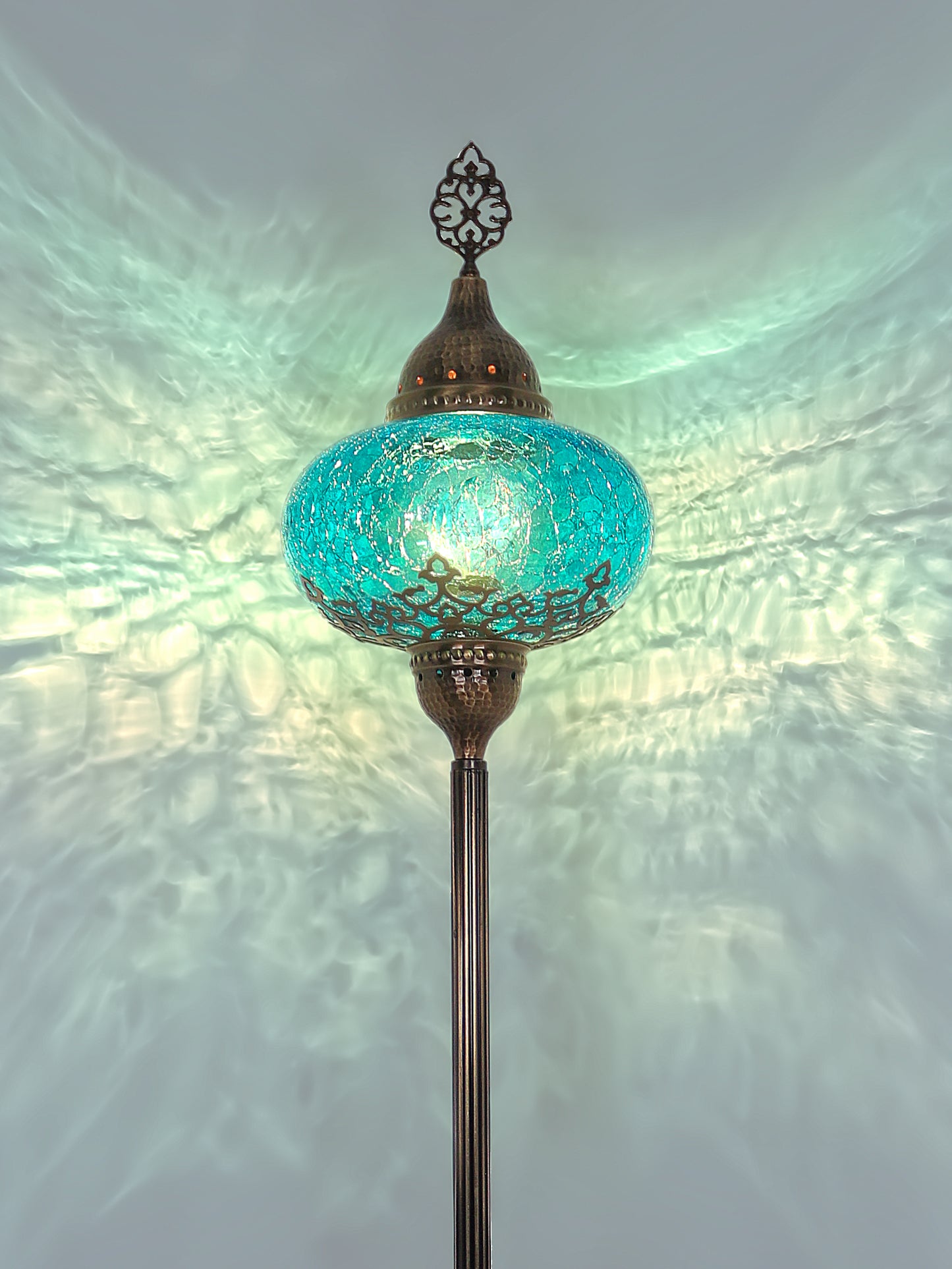 Turkish Floor Lamp Cracked Pattern Glass Standing Lights