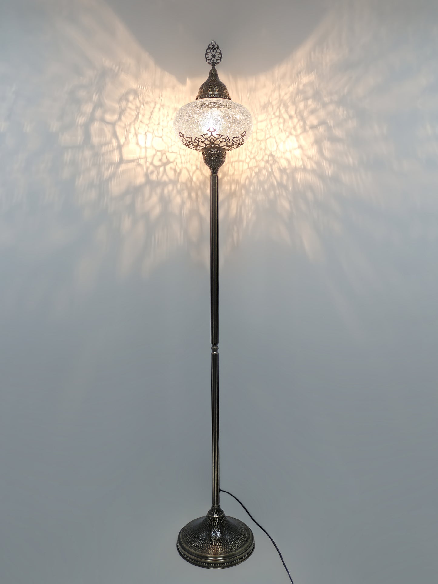 Turkish Floor Lamp Cracked Pattern Glass Standing Lights