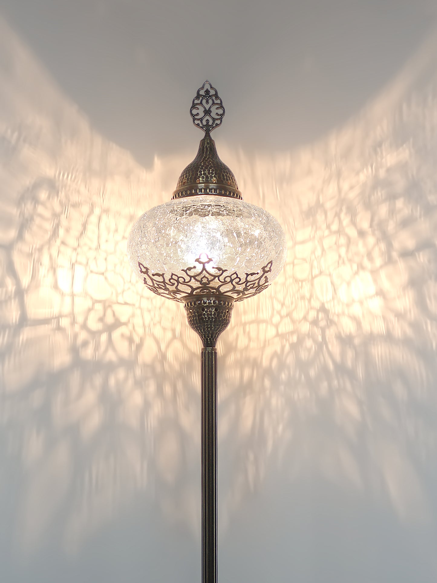 Turkish Floor Lamp Cracked Pattern Glass Standing Lights