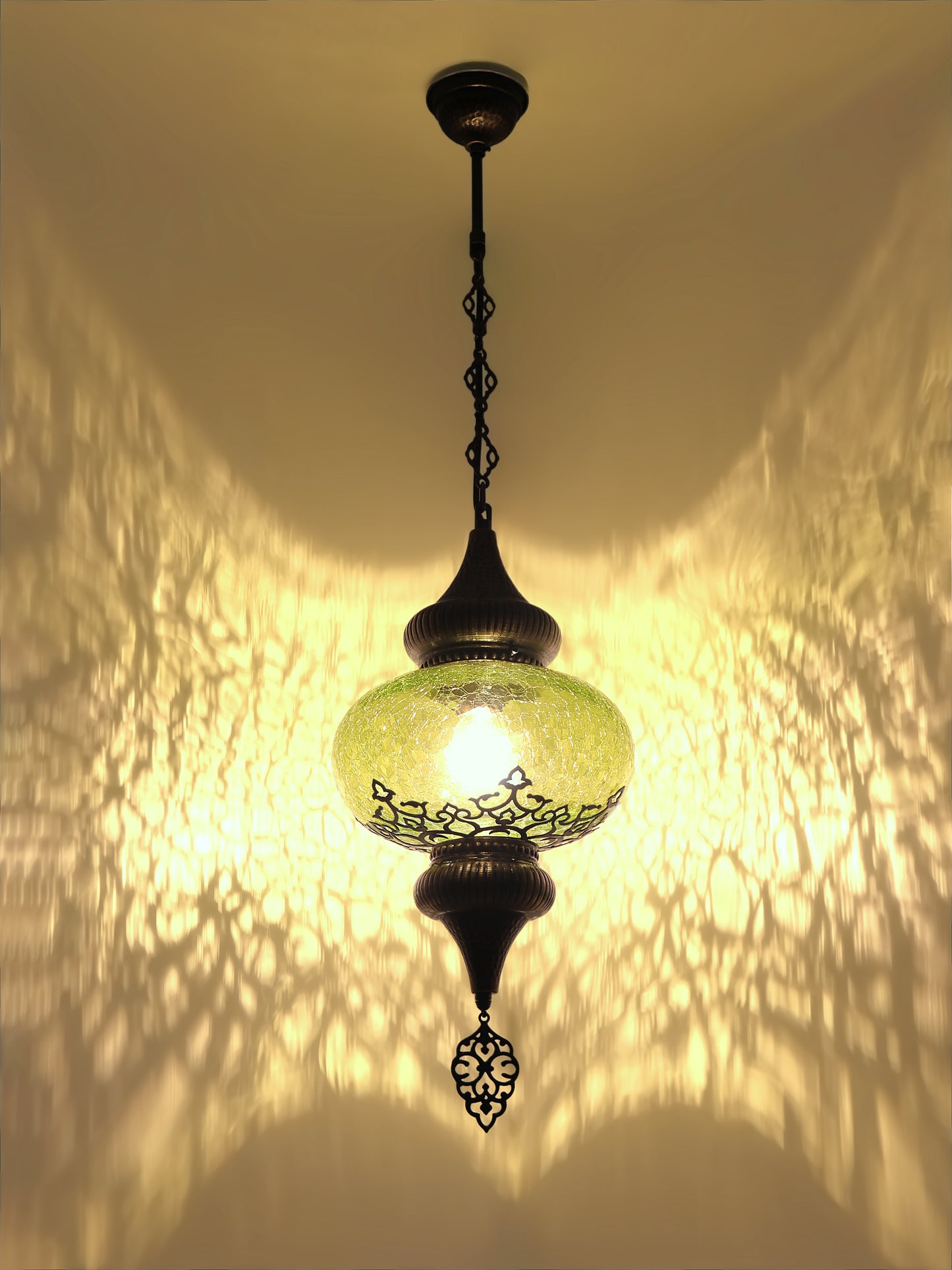 Turkish Design Hanging Lamp Cracked Glass Laser Cut Pattern