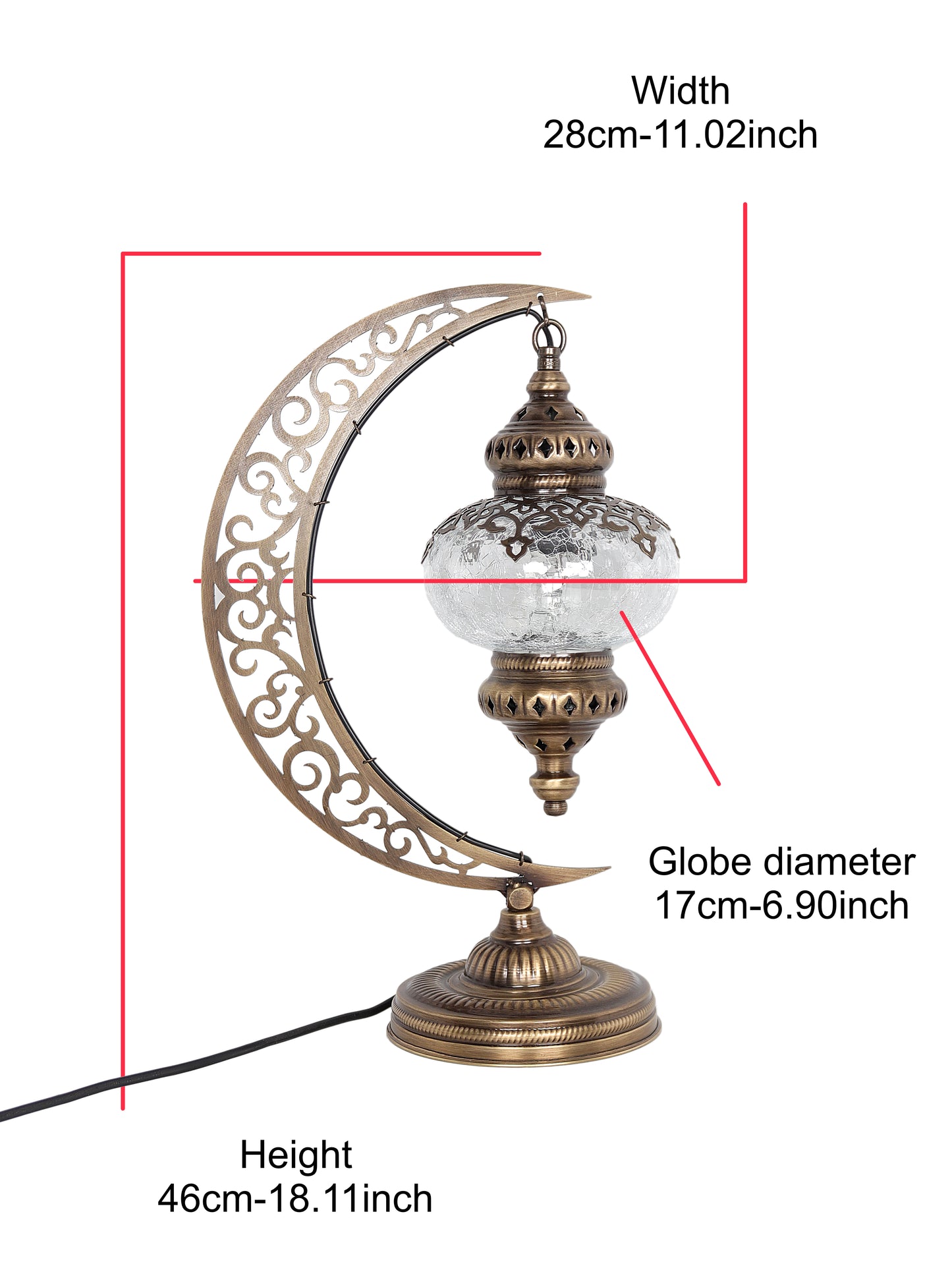 Turkish Clear Glass Table Lamp Moon Design Laser Cut