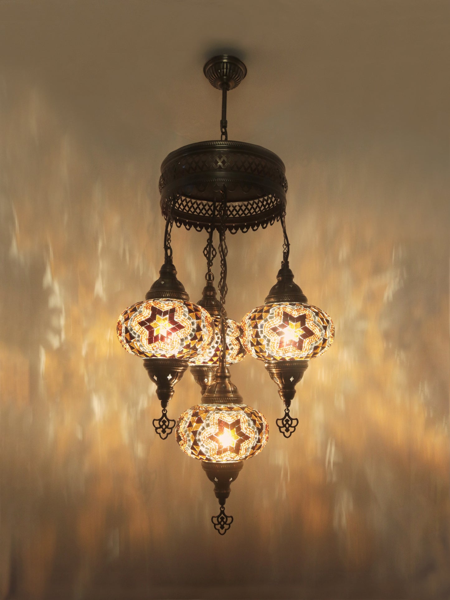 Mosaic Chandelier 4 Globe