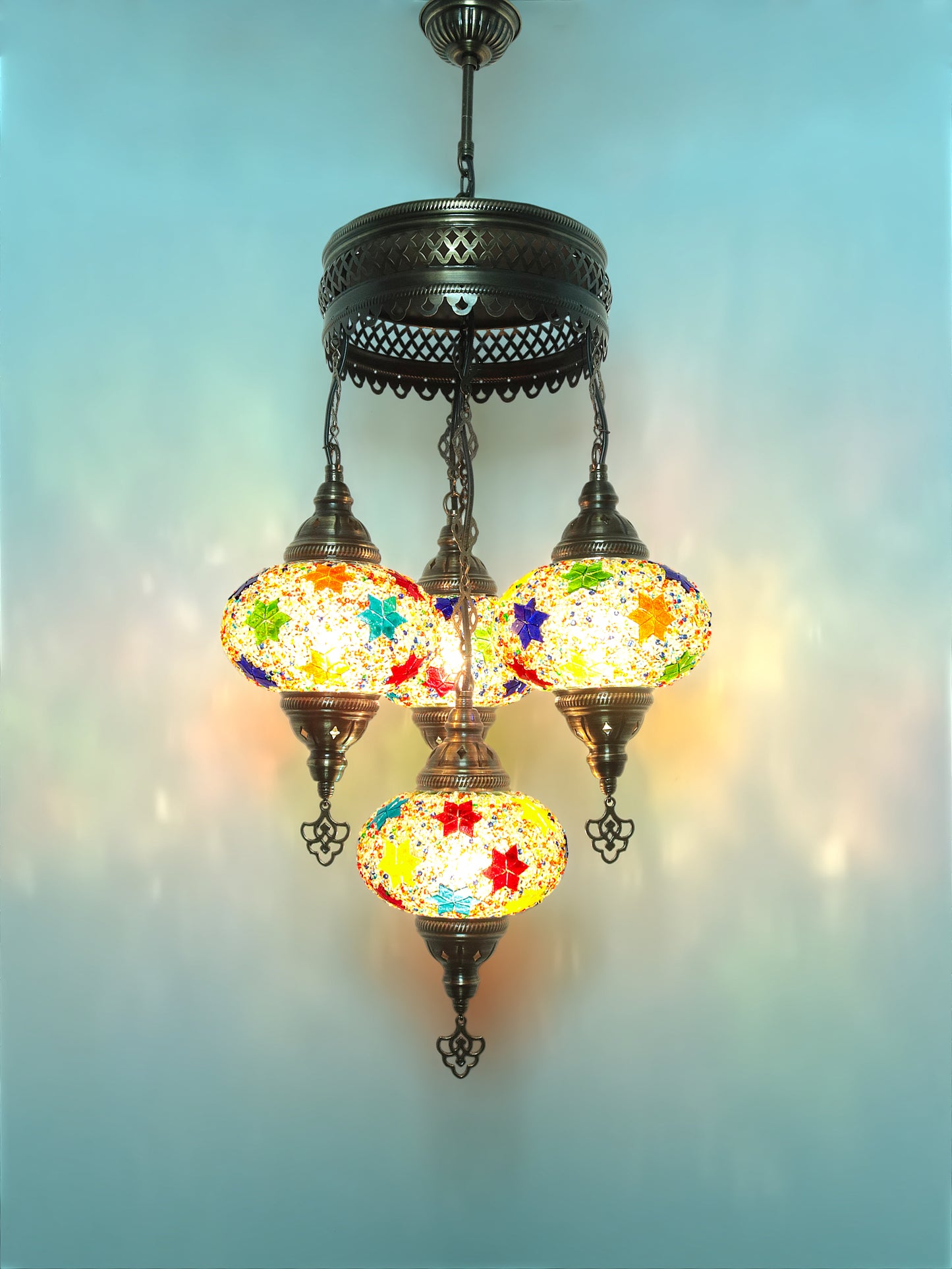 Mosaic Chandelier 4 Globe