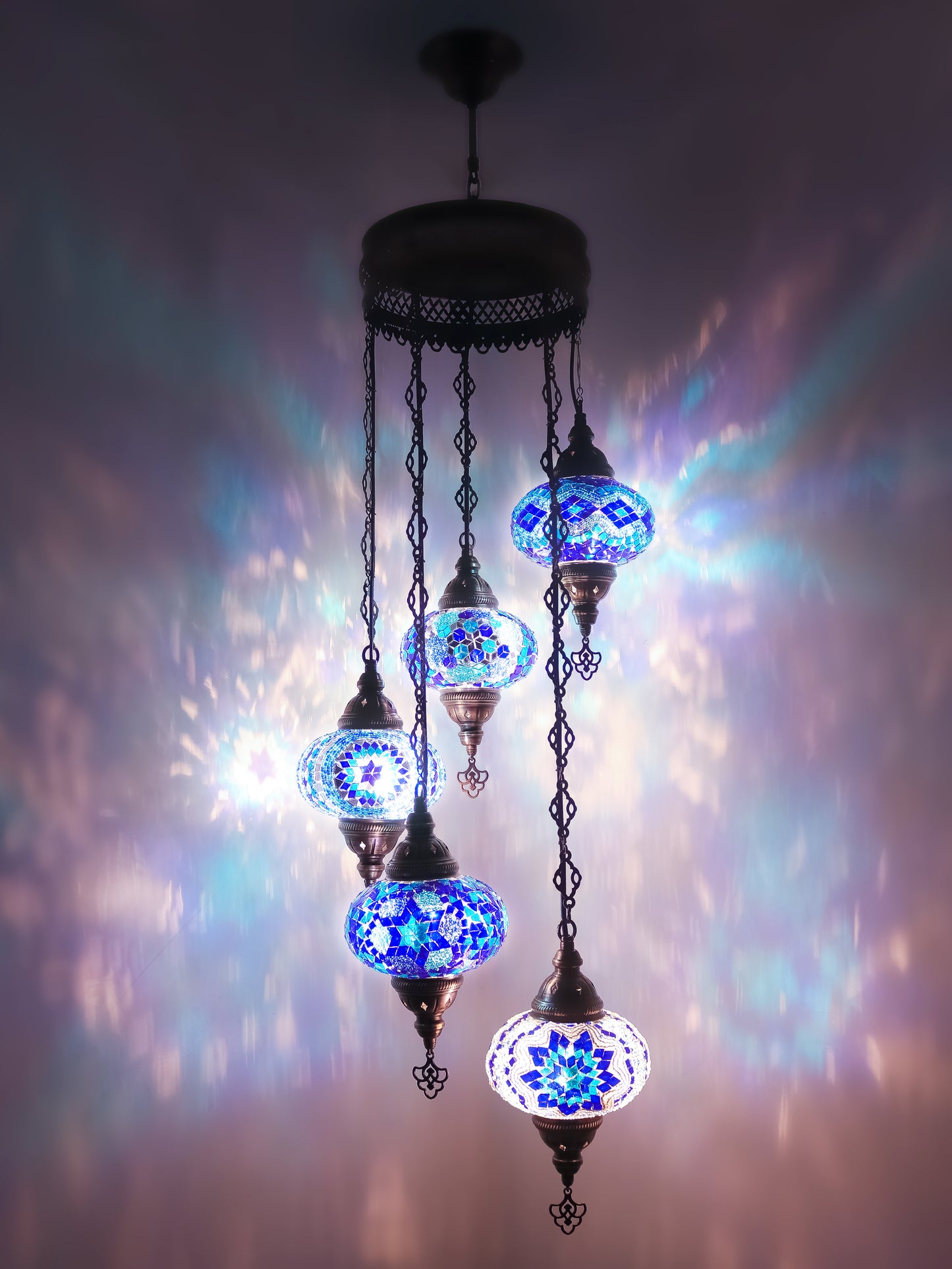 Mosaic Chandelier 5 Globe