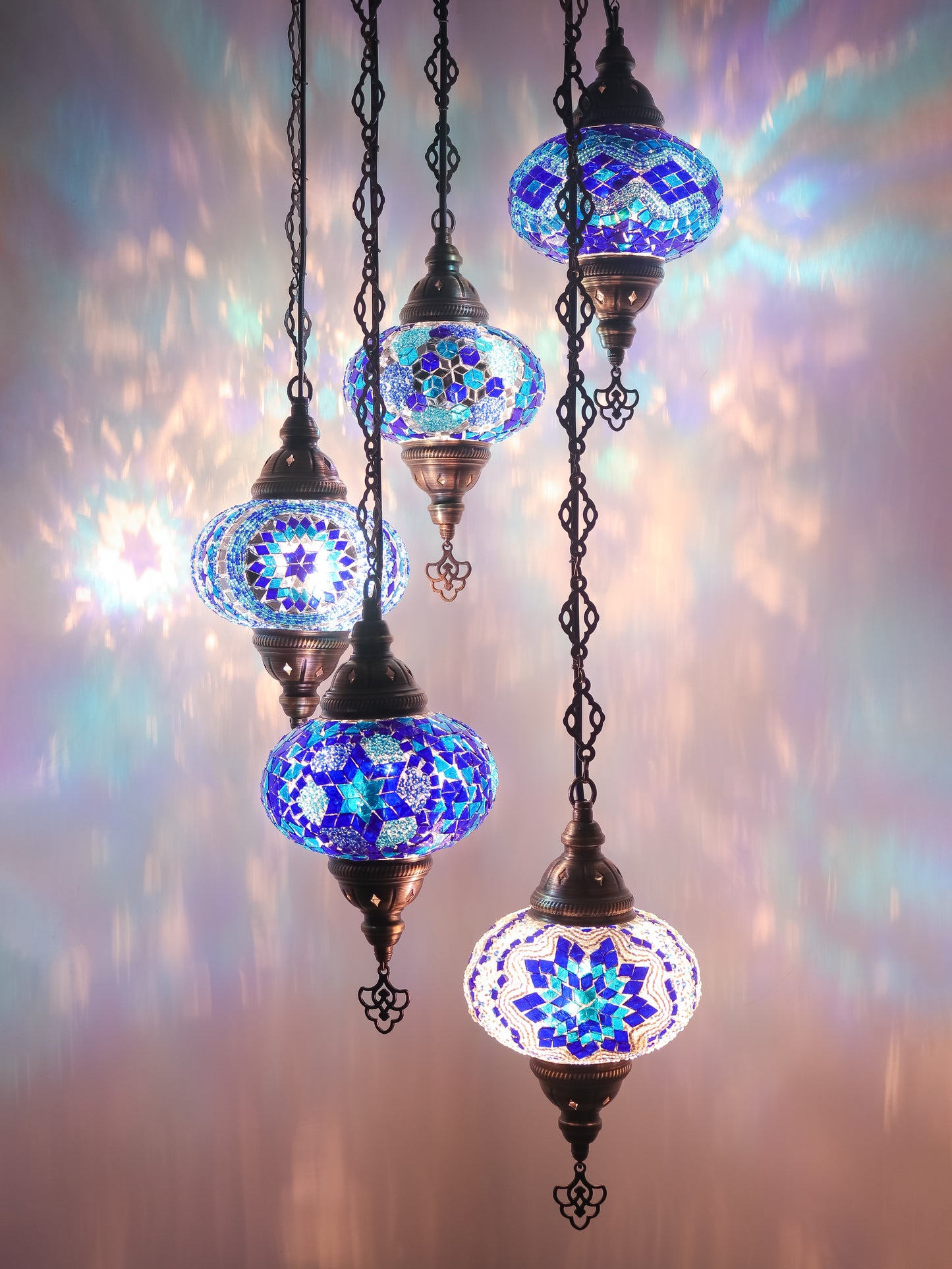 Mosaic Chandelier 5 Globe