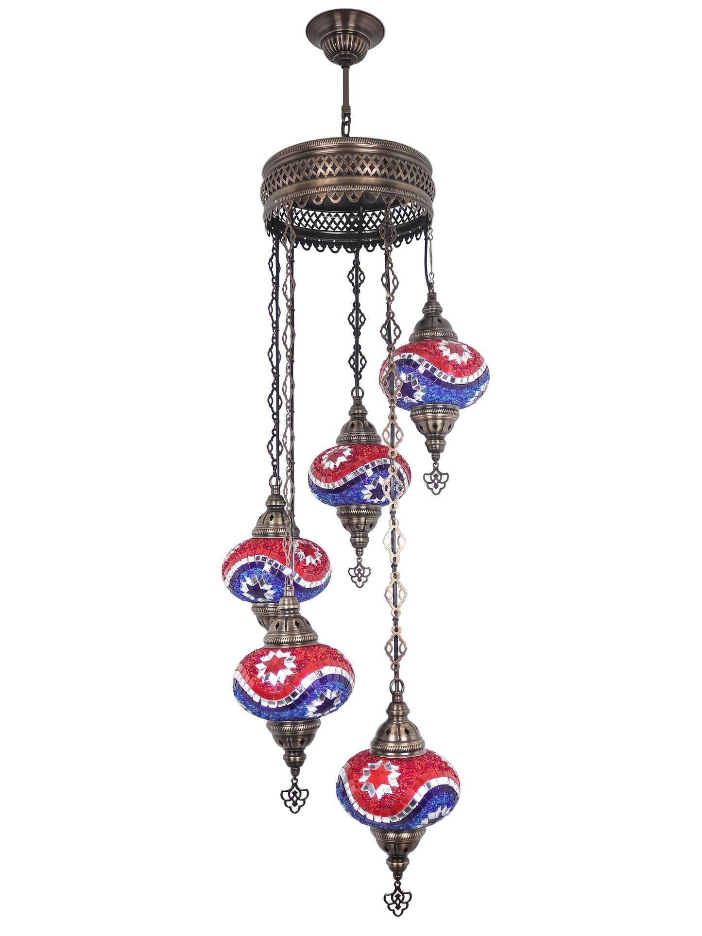 Mosaic Chandelier 5 Globe