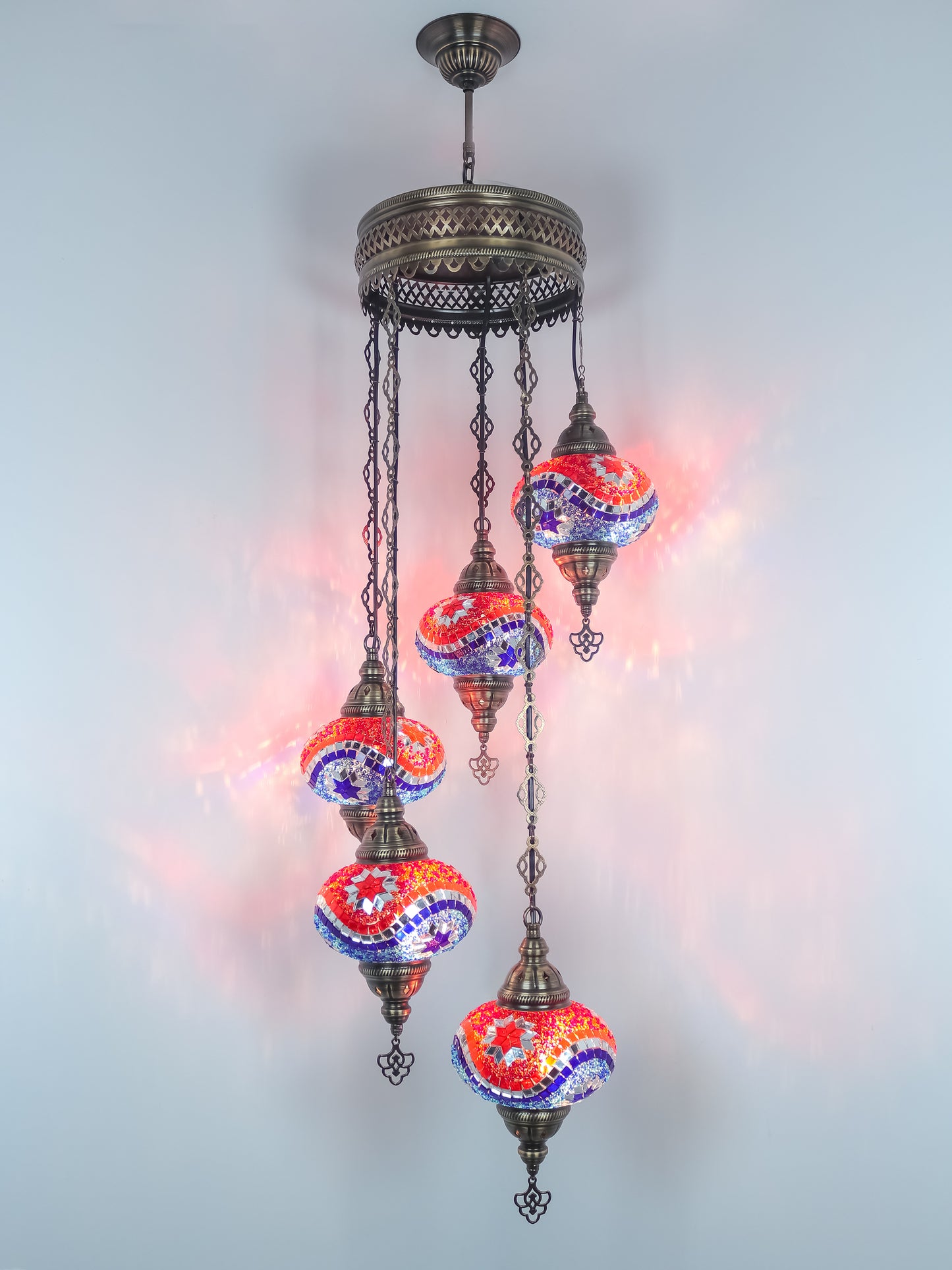 Mosaic Chandelier 5 Globe