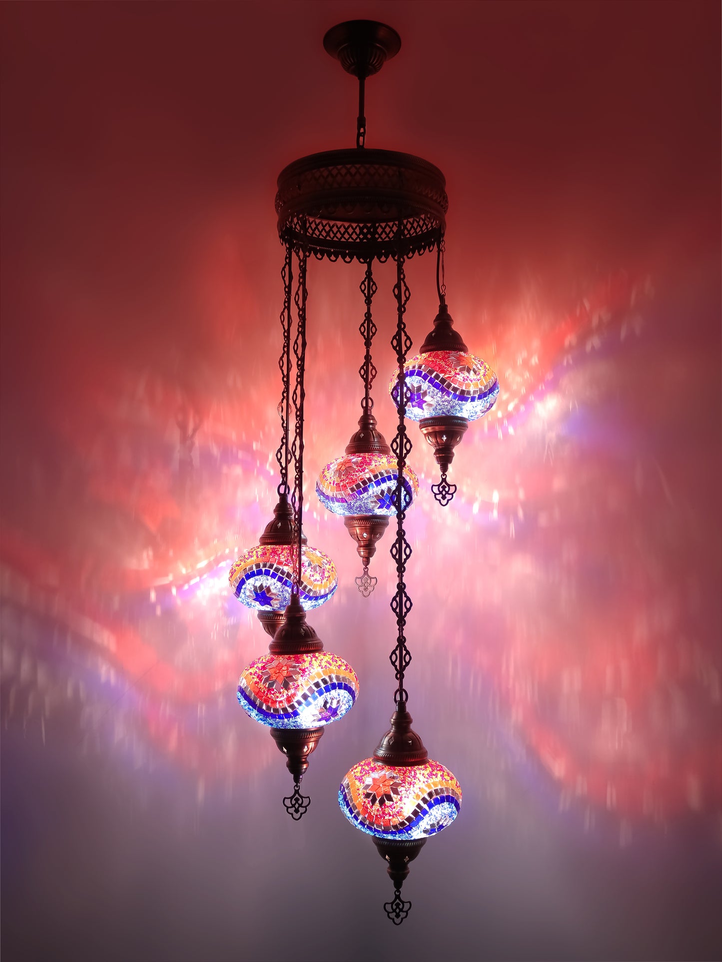Mosaic Chandelier 5 Globe
