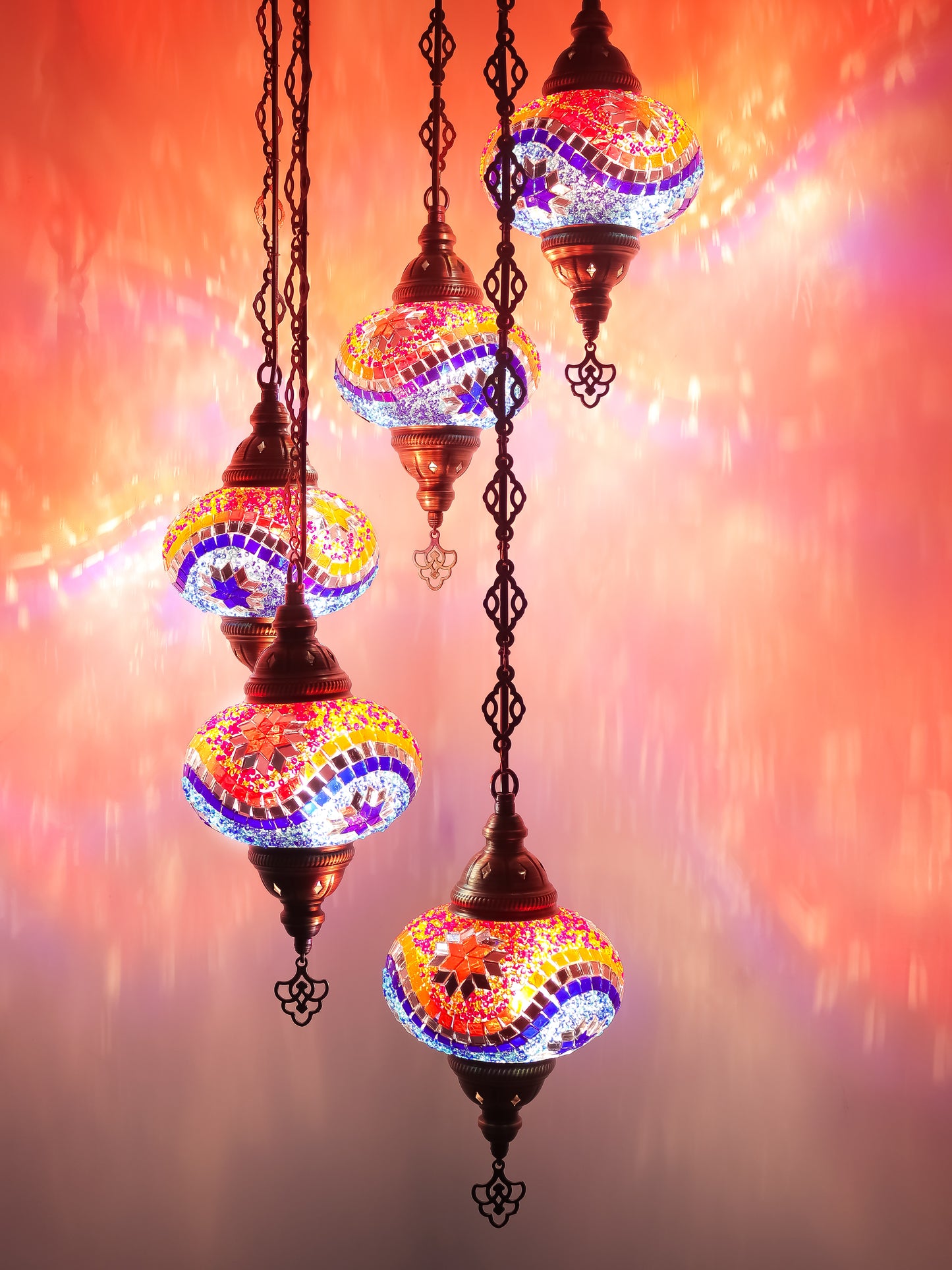 Mosaic Chandelier 5 Globe