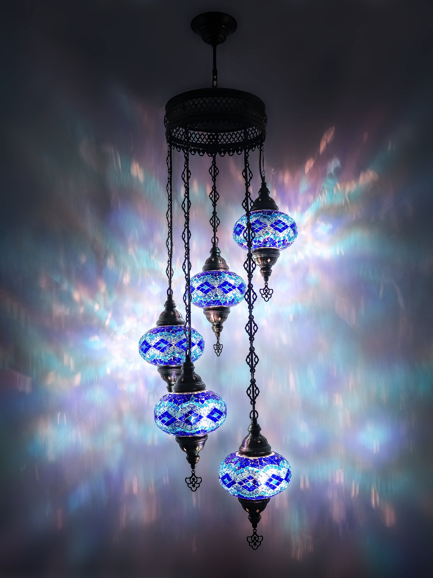 Mosaic Chandelier 5 Globe