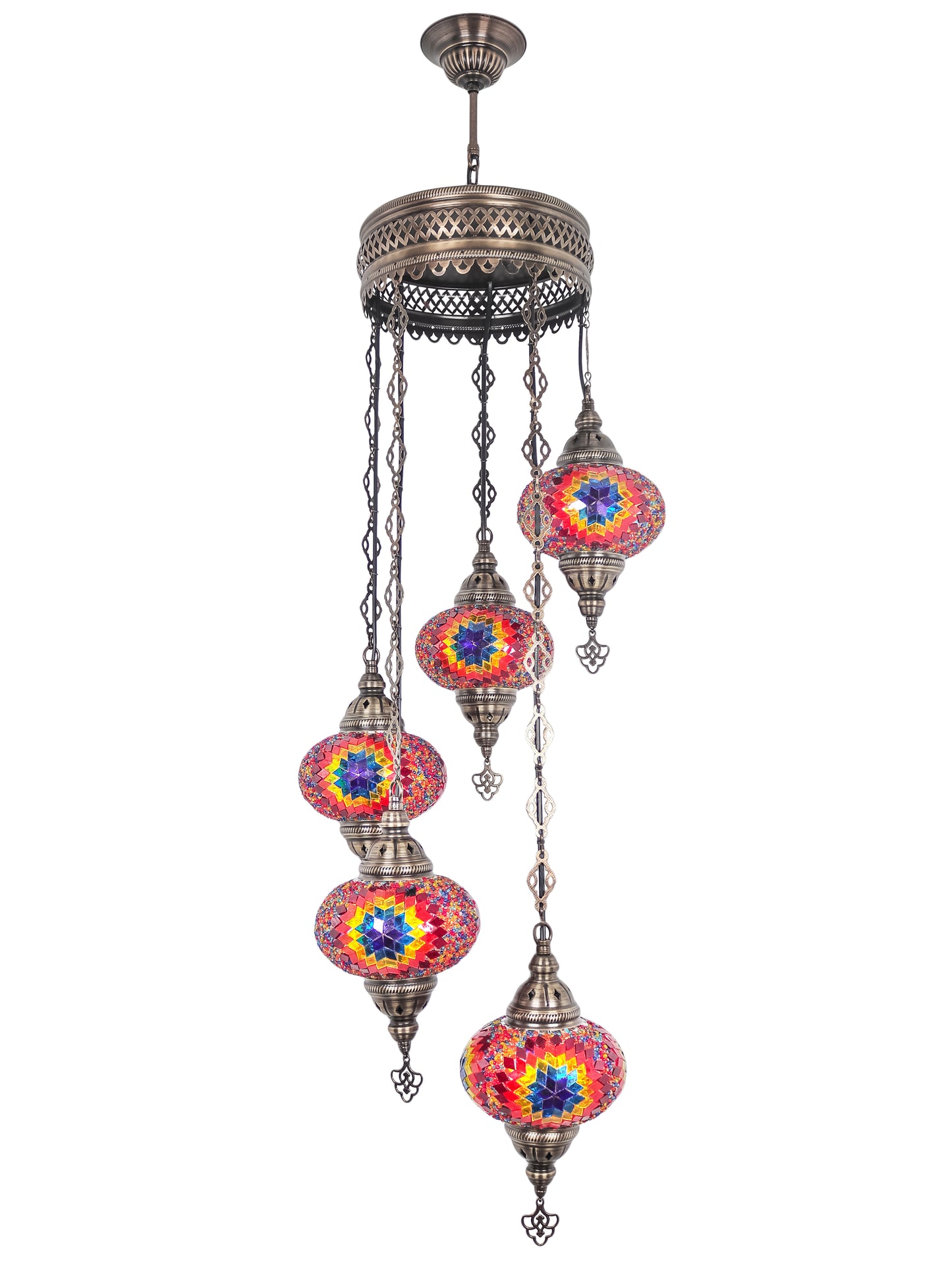 Mosaic Chandelier 5 Globe