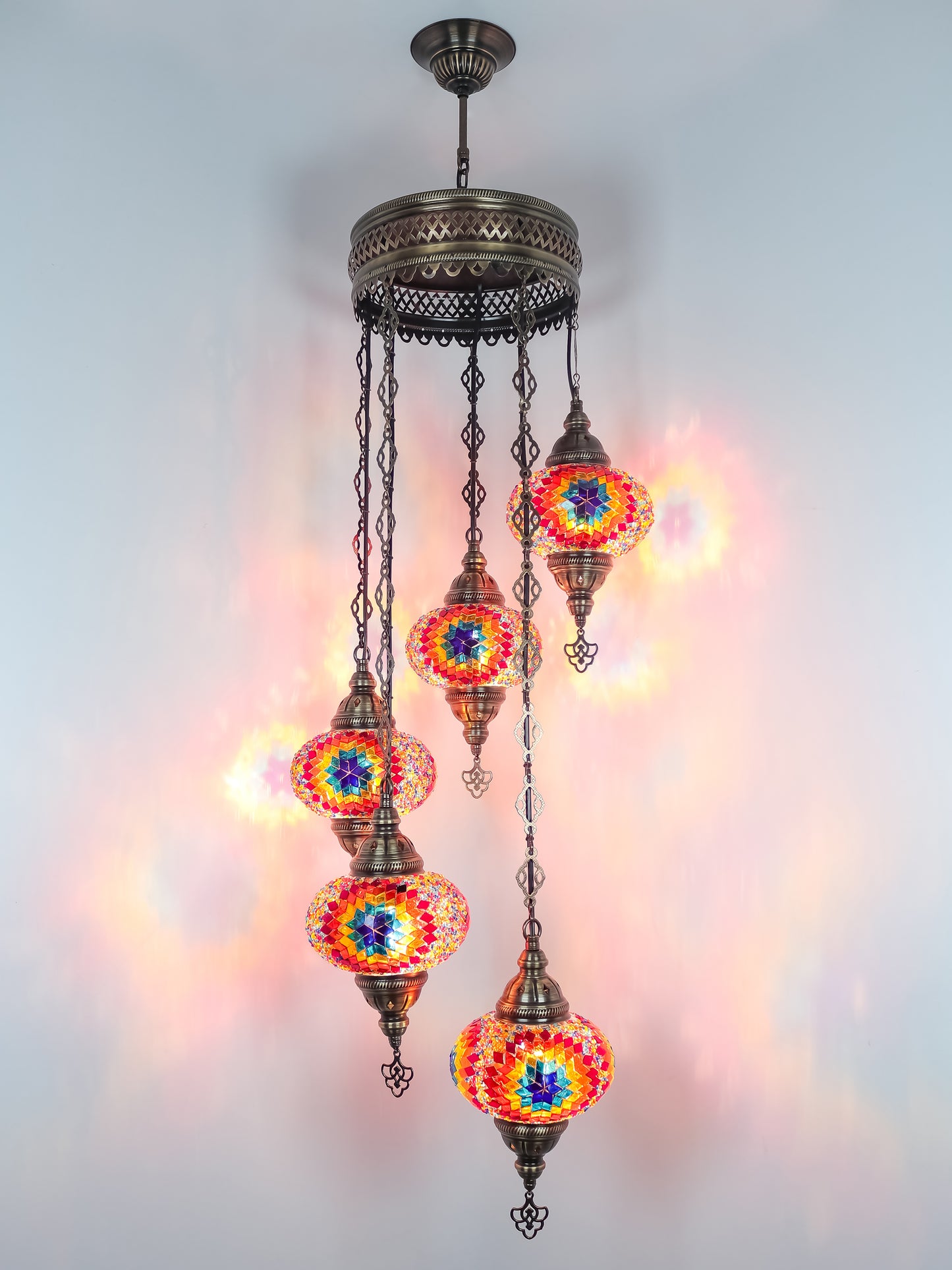 Mosaic Chandelier 5 Globe