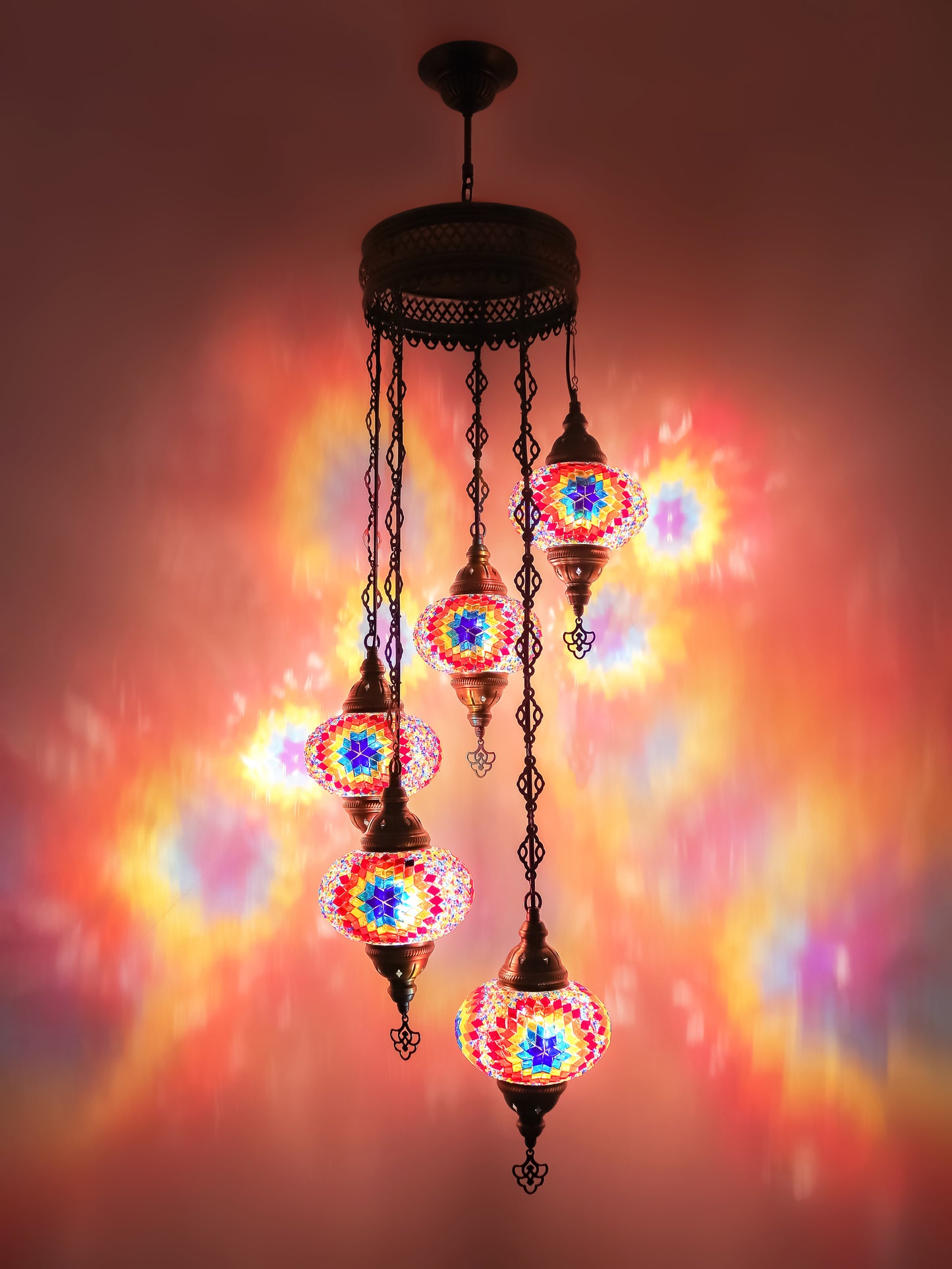 Mosaic Chandelier 5 Globe
