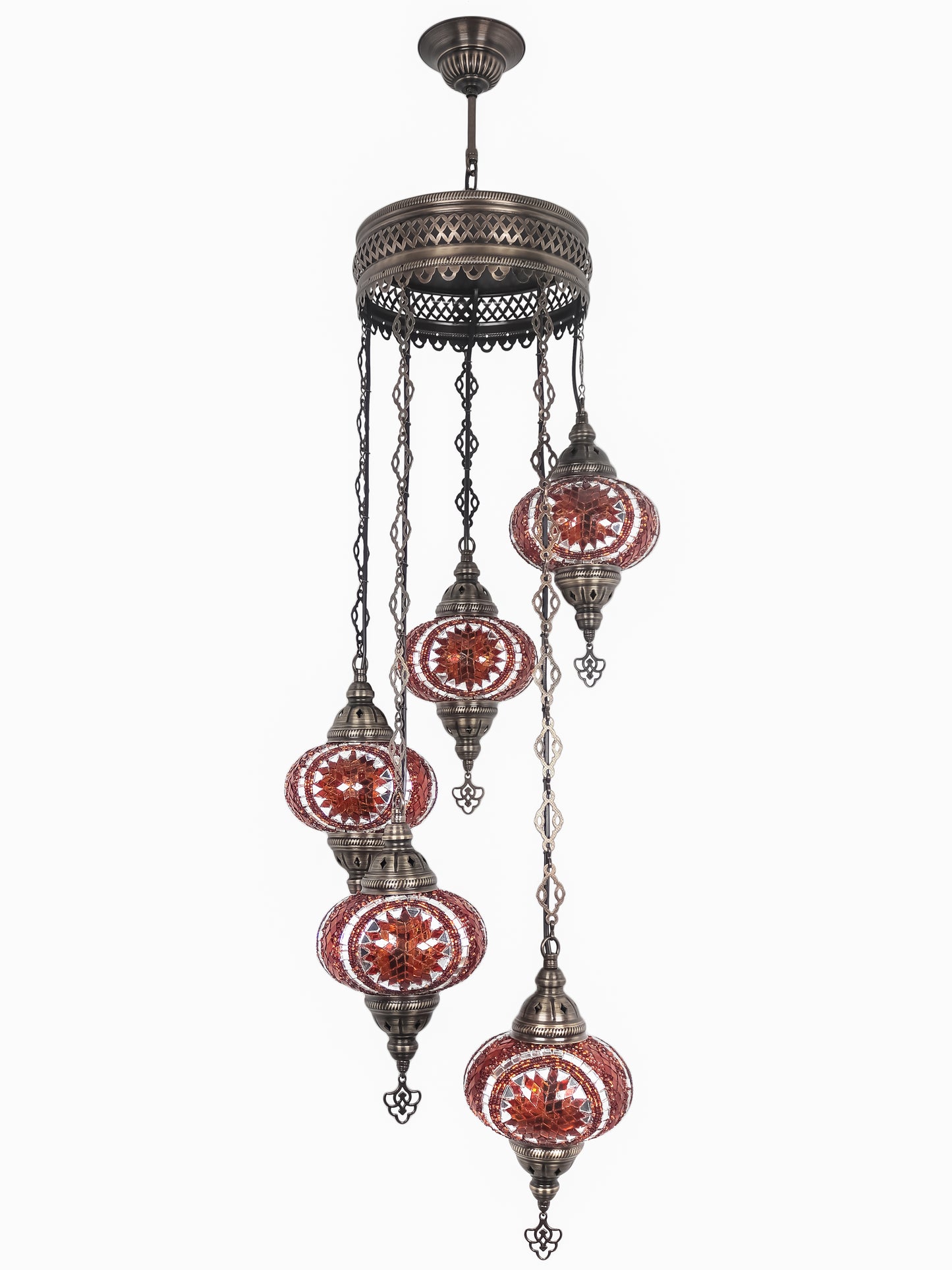 Mosaic Chandelier 5 Globe