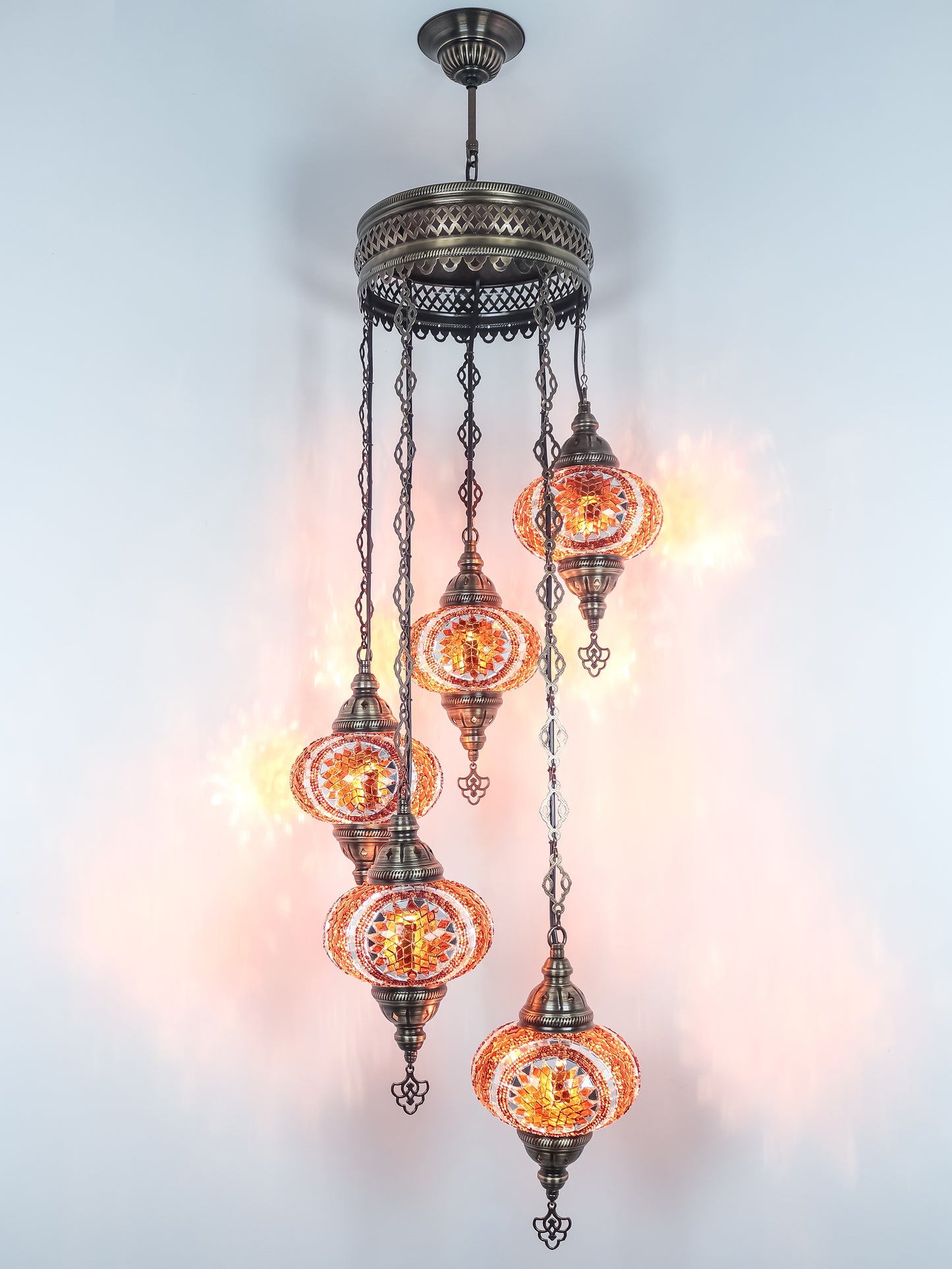 Mosaic Chandelier 5 Globe
