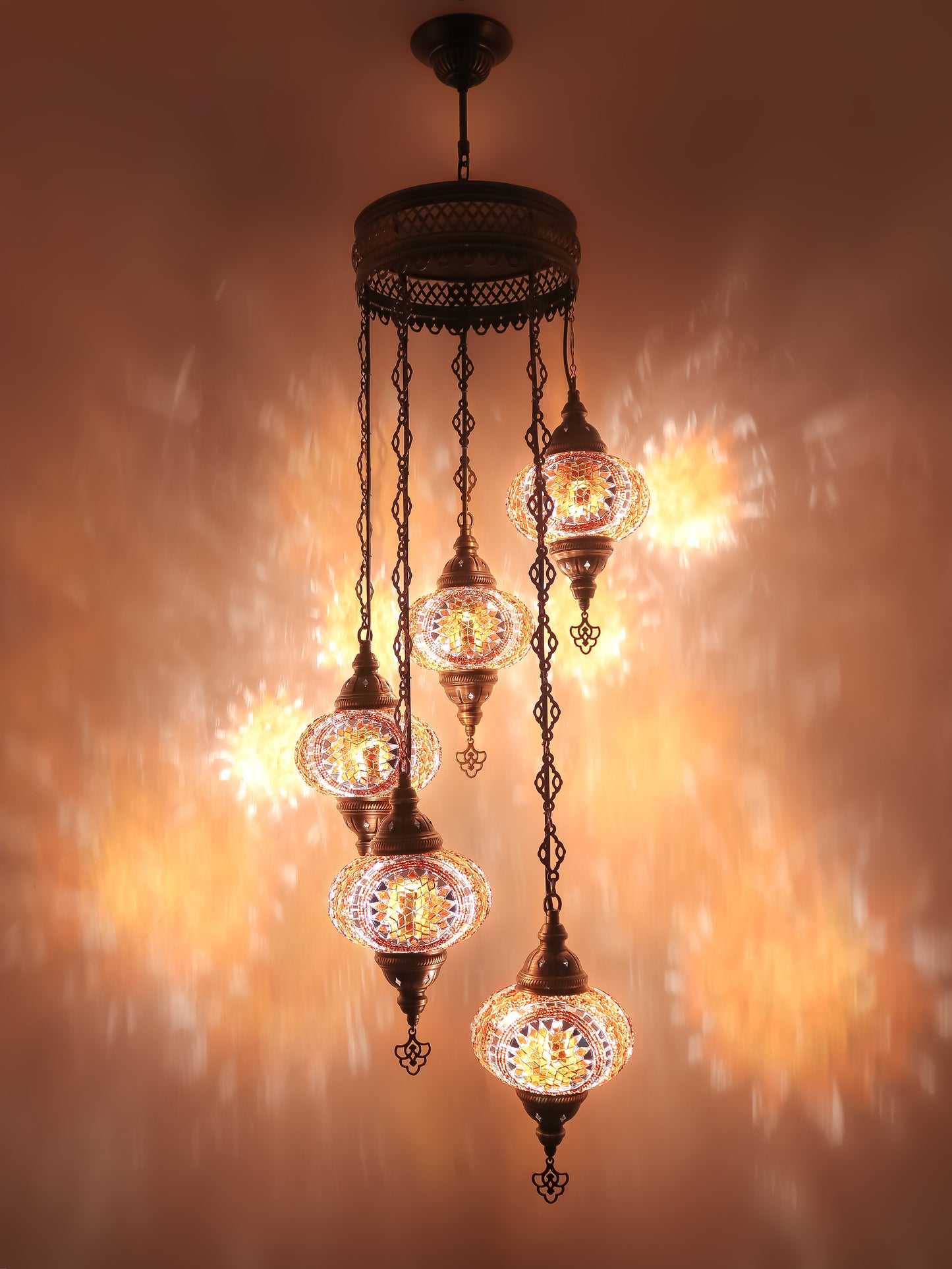 Mosaic Chandelier 5 Globe