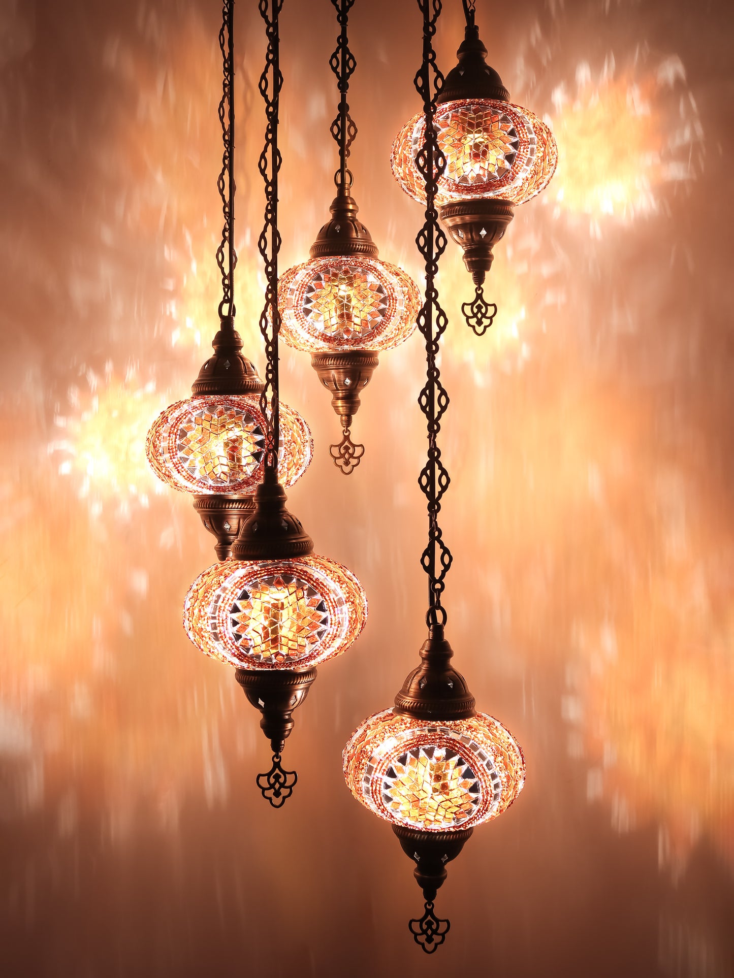 Mosaic Chandelier 5 Globe