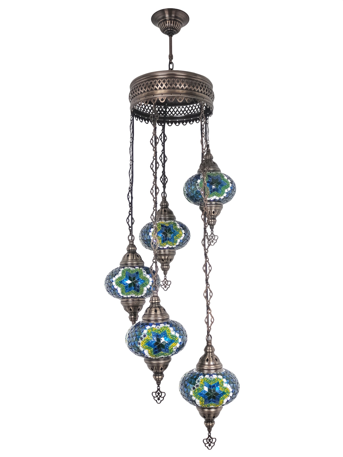 Mosaic Chandelier 5 Globe