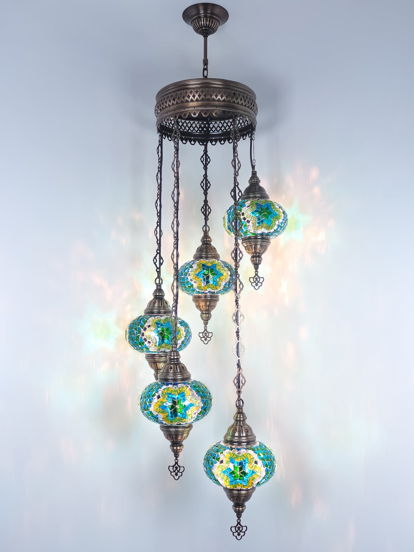 Mosaic Chandelier 5 Globe