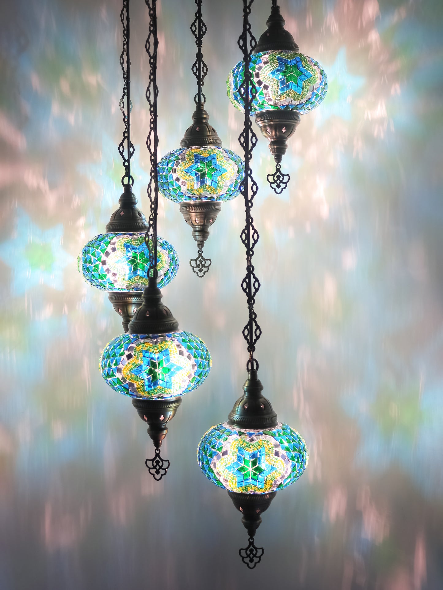 Mosaic Chandelier 5 Globe