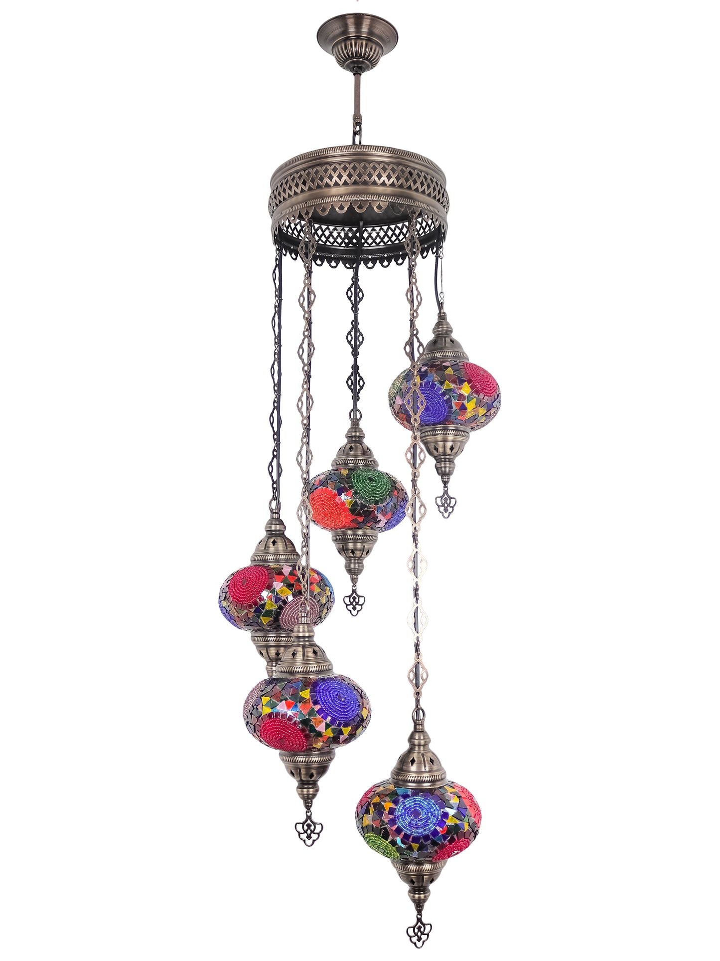 Mosaic Chandelier 5 Globe