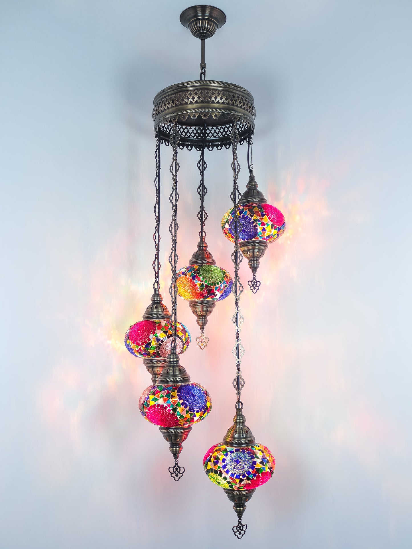 Mosaic Chandelier 5 Globe