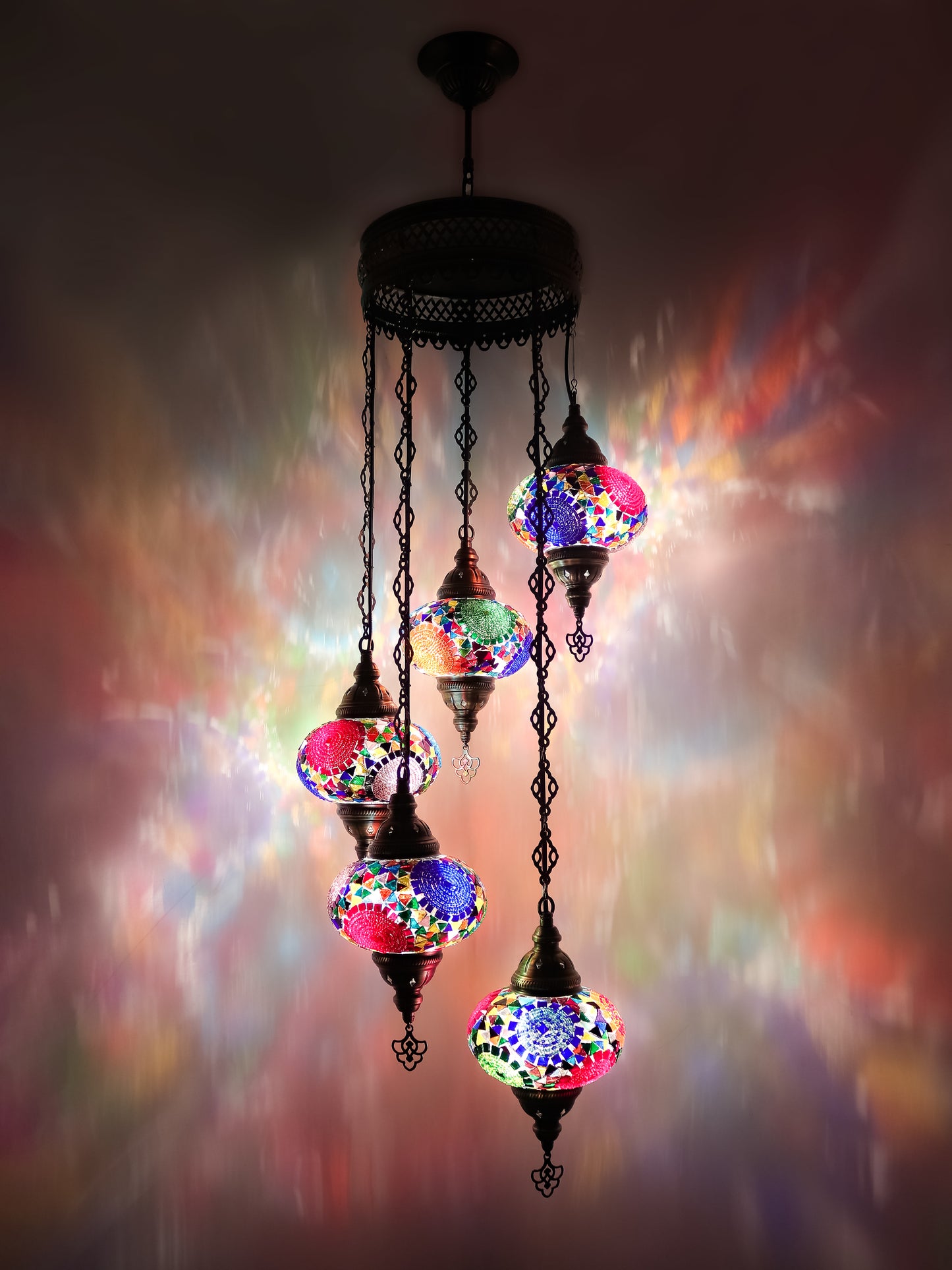 Mosaic Chandelier 5 Globe