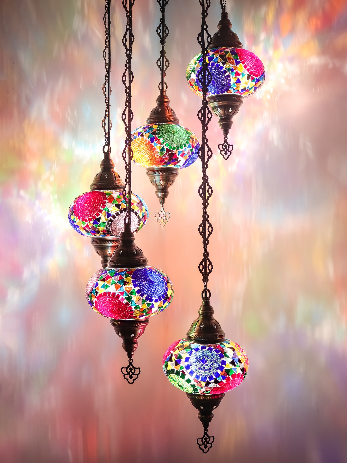 Mosaic Chandelier 5 Globe