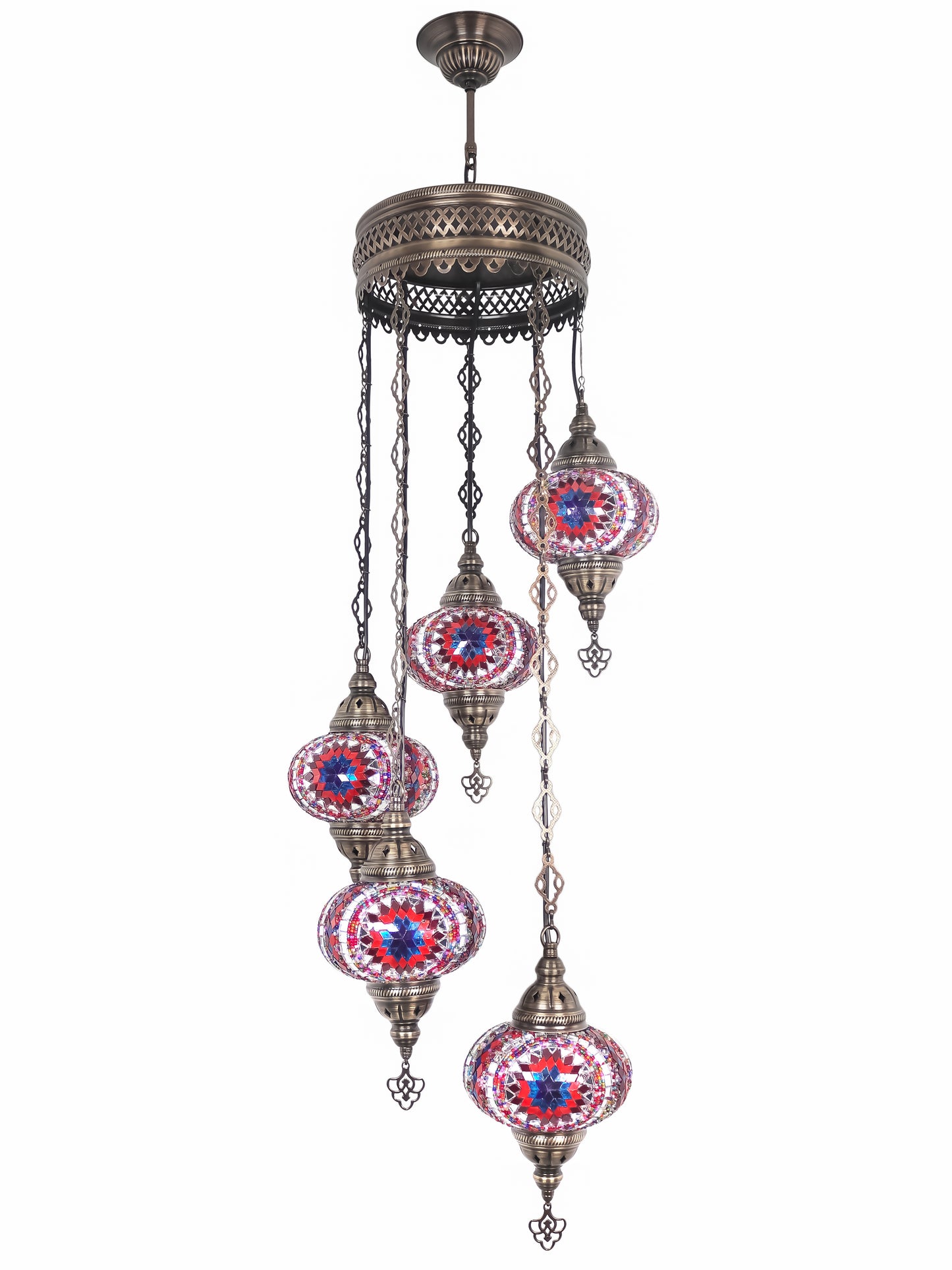 Mosaic Chandelier 5 Globe