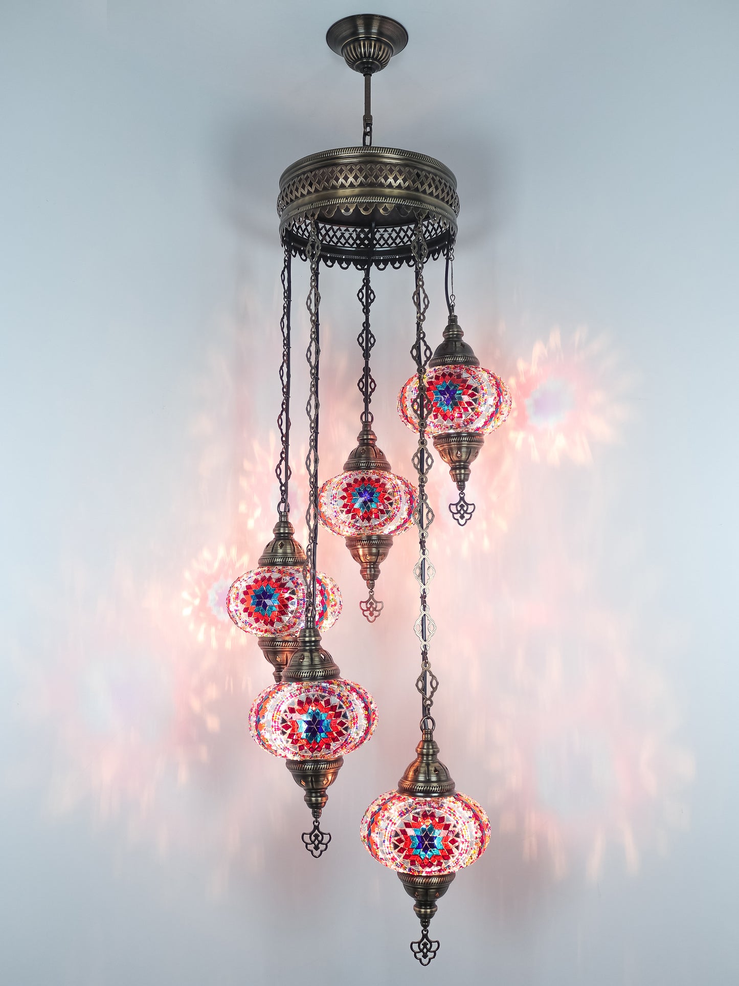 Mosaic Chandelier 5 Globe