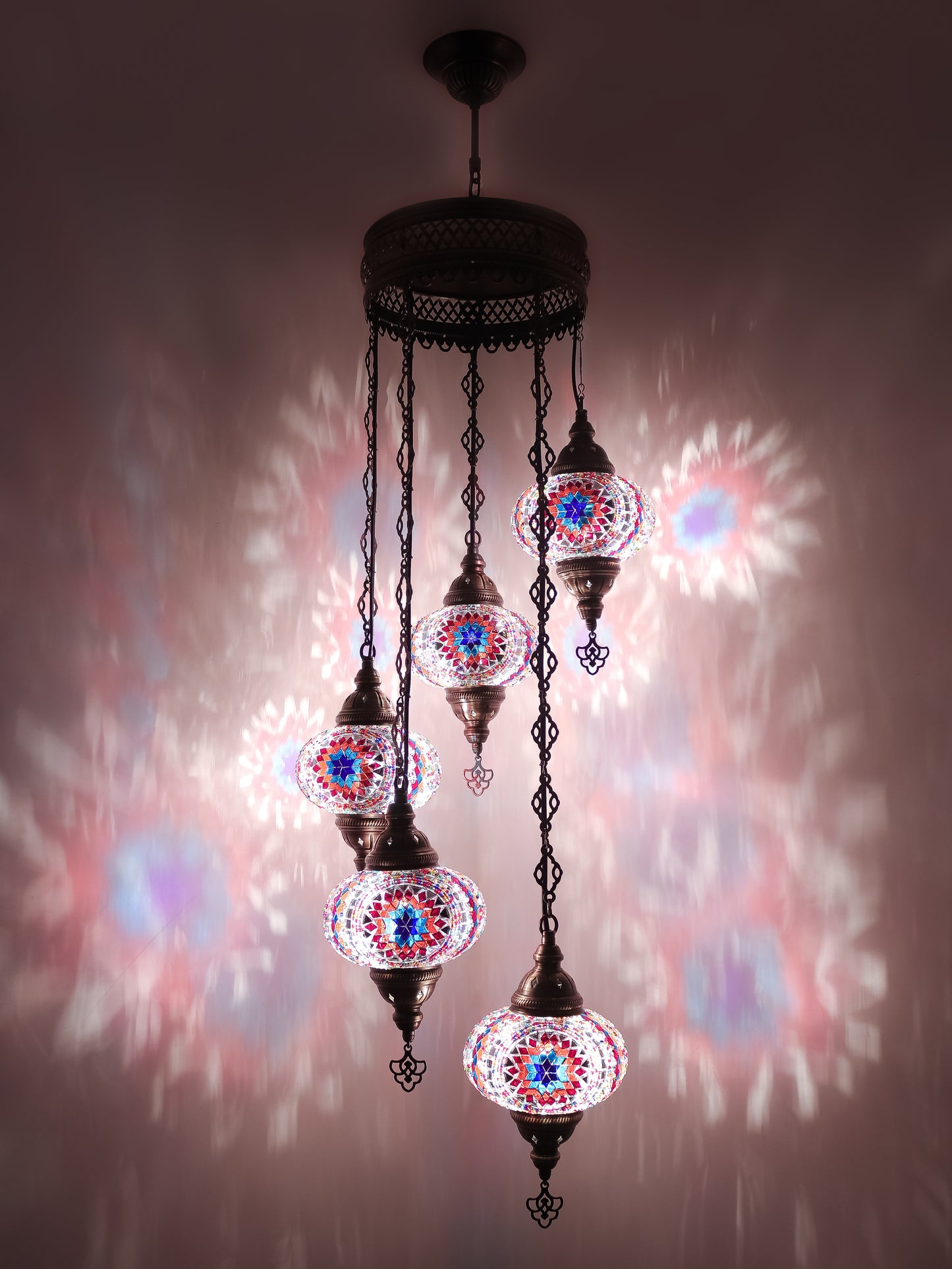 Mosaic Chandelier 5 Globe