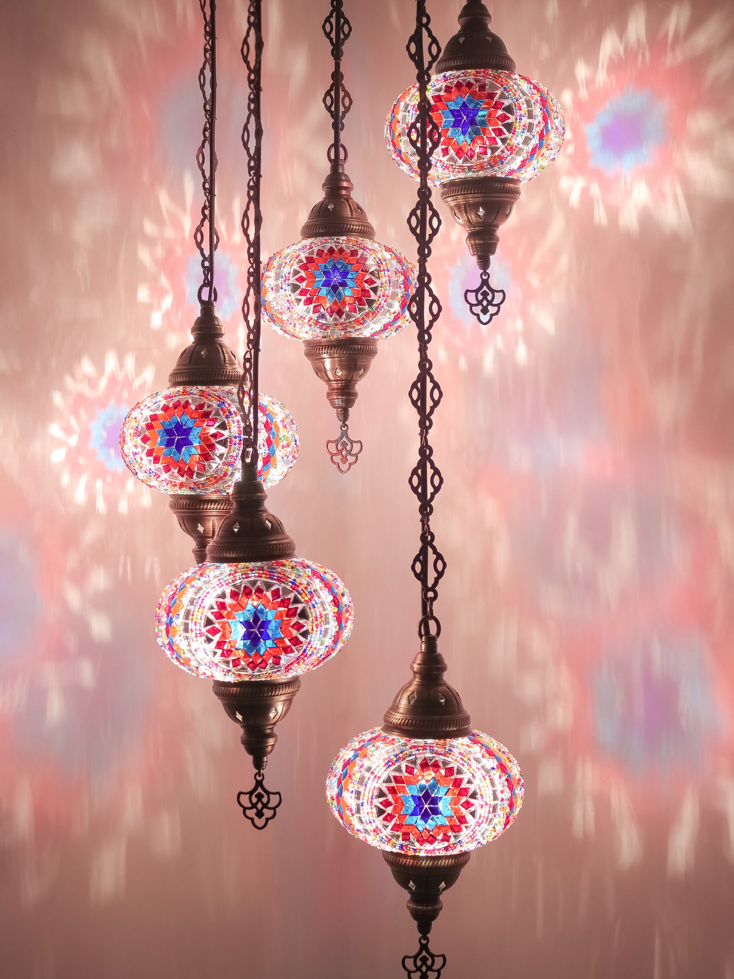 Mosaic Chandelier 5 Globe