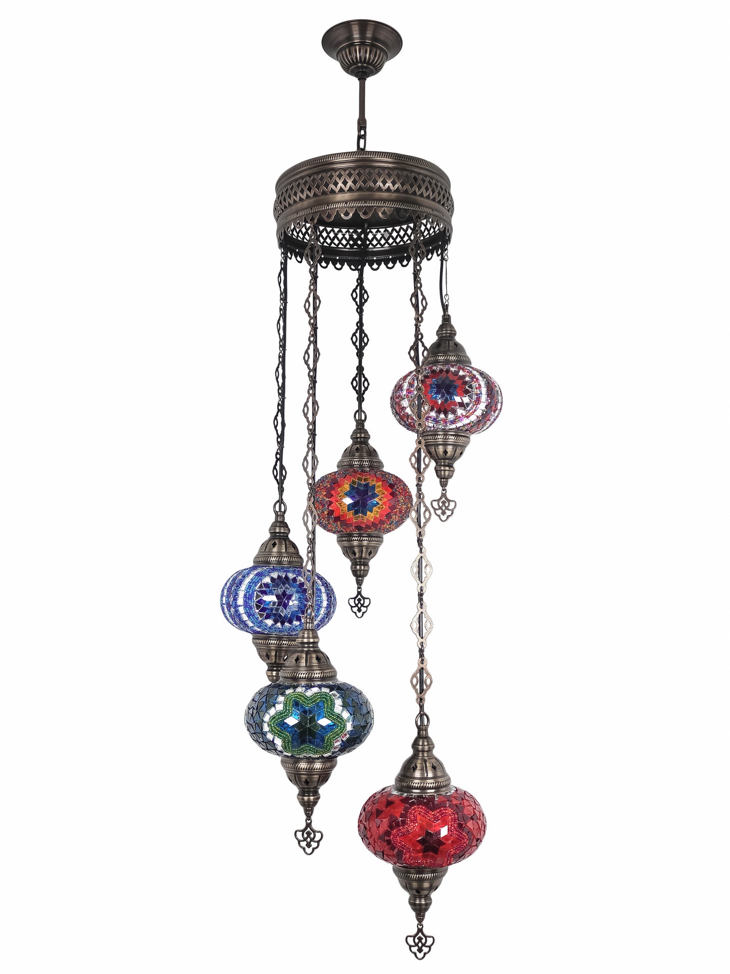 Mosaic Chandelier 5 Globe