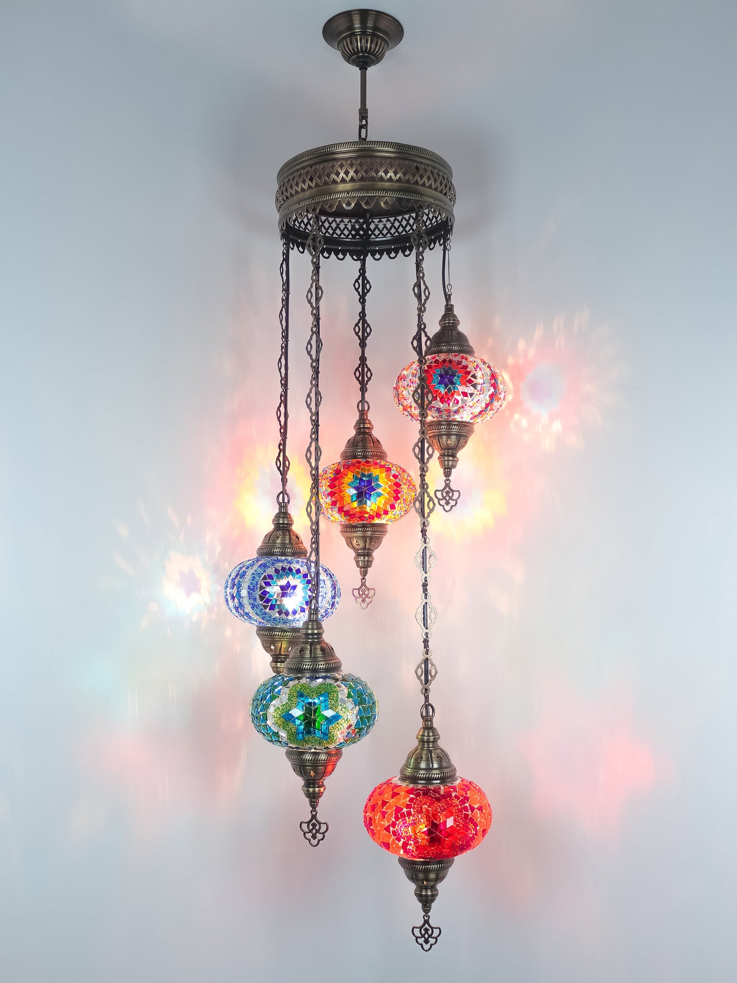 Mosaic Chandelier 5 Globe