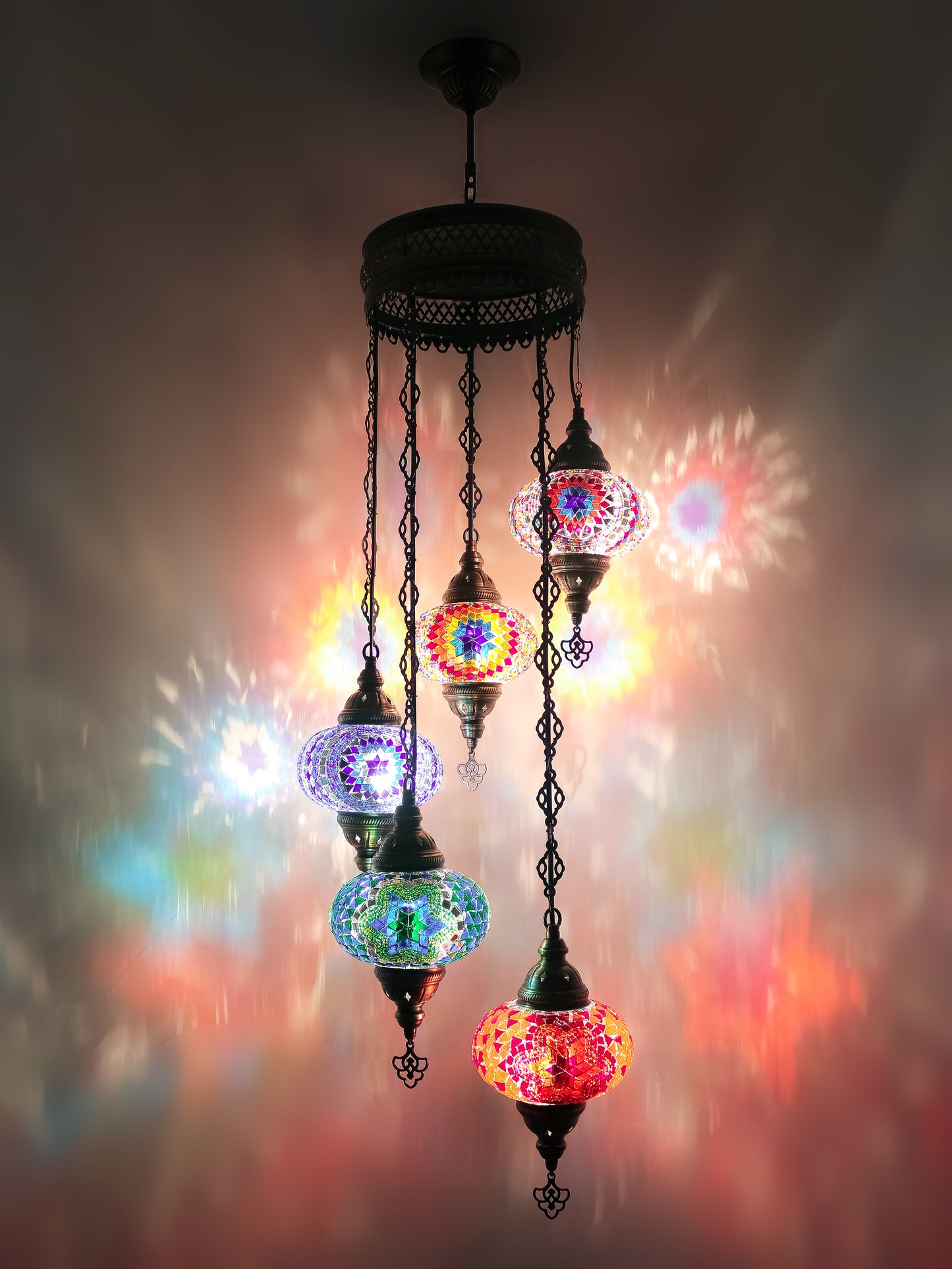 Mosaic Chandelier 5 Globe