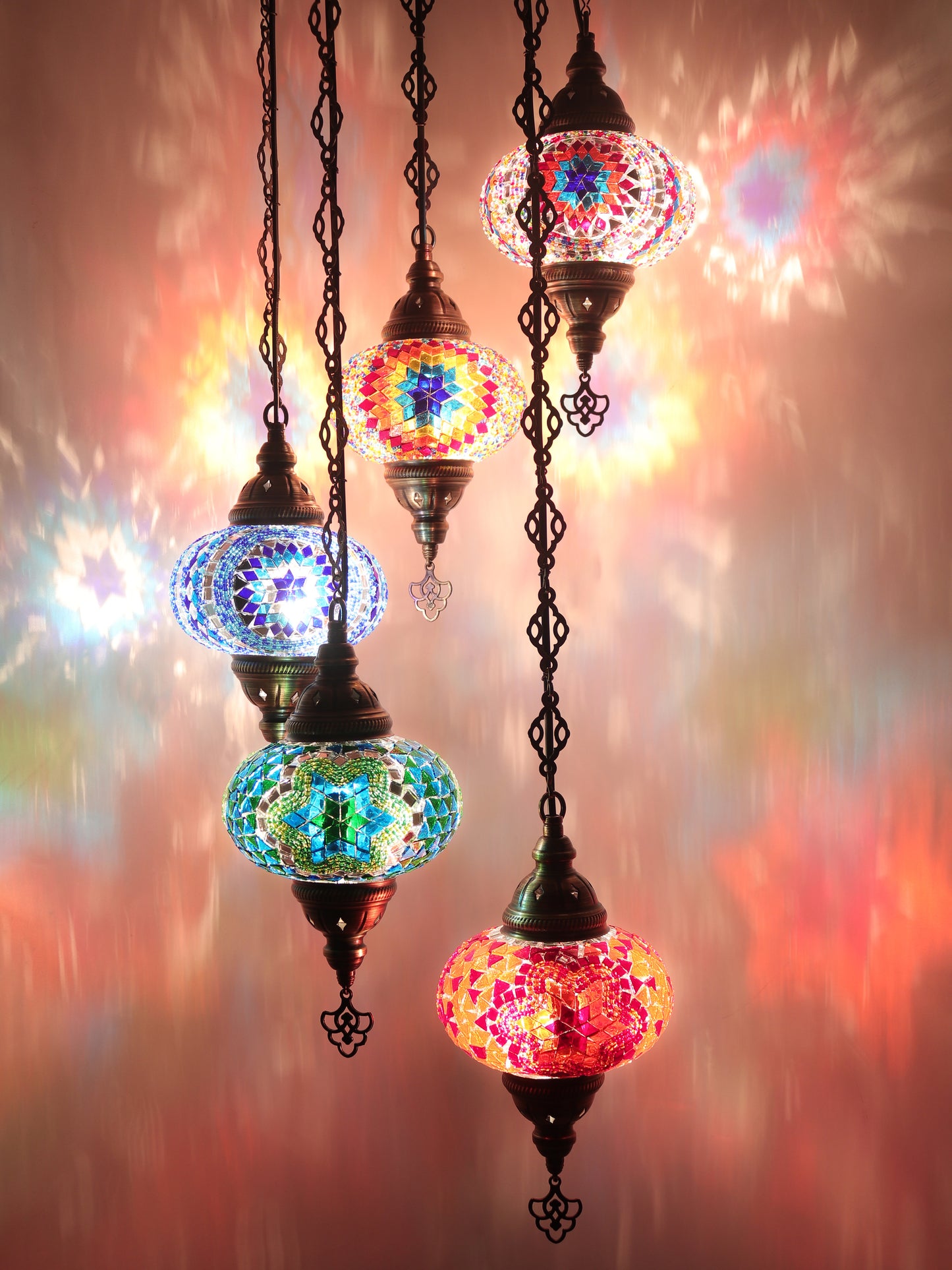 Mosaic Chandelier 5 Globe